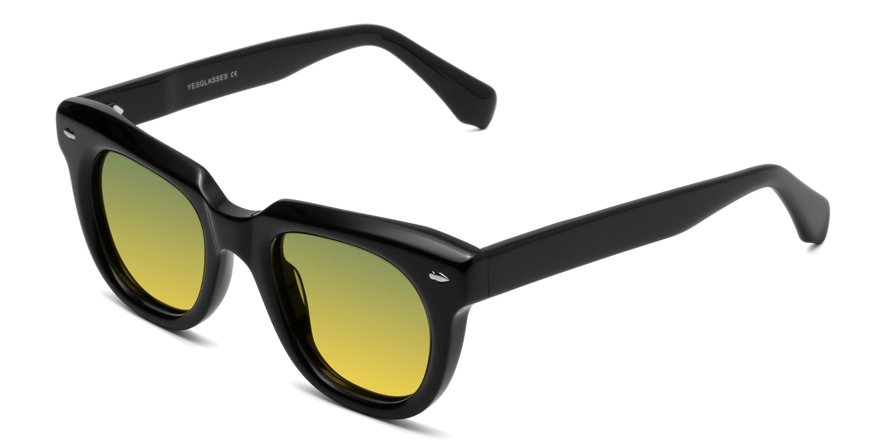 Angle of Davis in Black with Green / Yellow Gradient Lenses