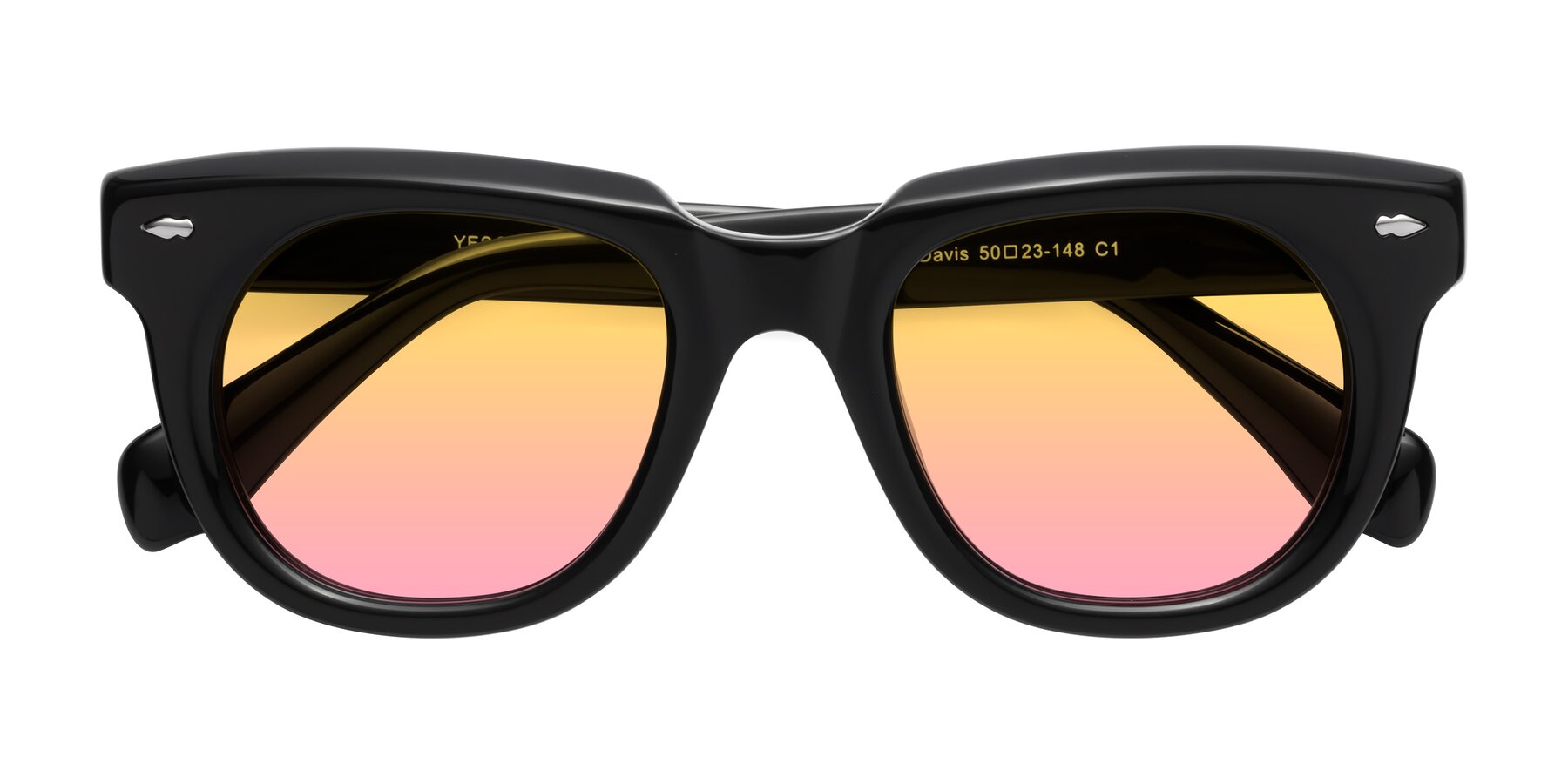 Folded Front of Davis in Black with Yellow / Pink Gradient Lenses