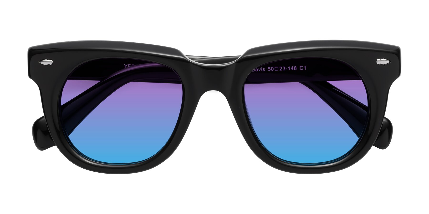 Folded Front of Davis in Black with Purple / Blue Gradient Lenses