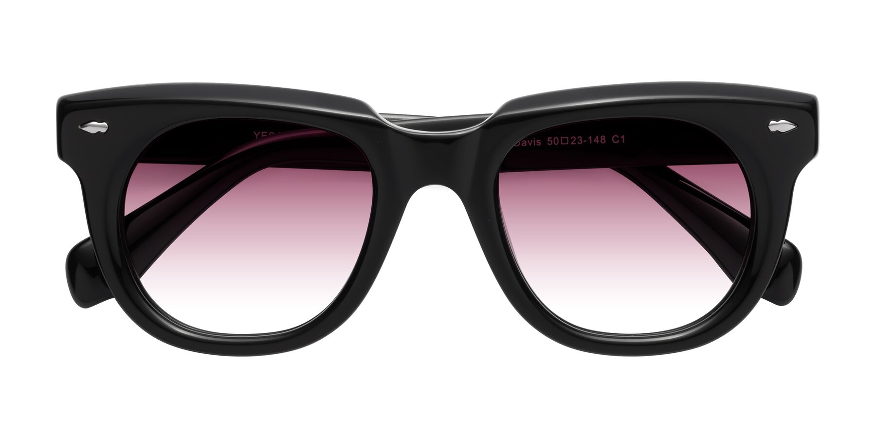 Folded Front of Davis in Black with Wine Gradient Lenses