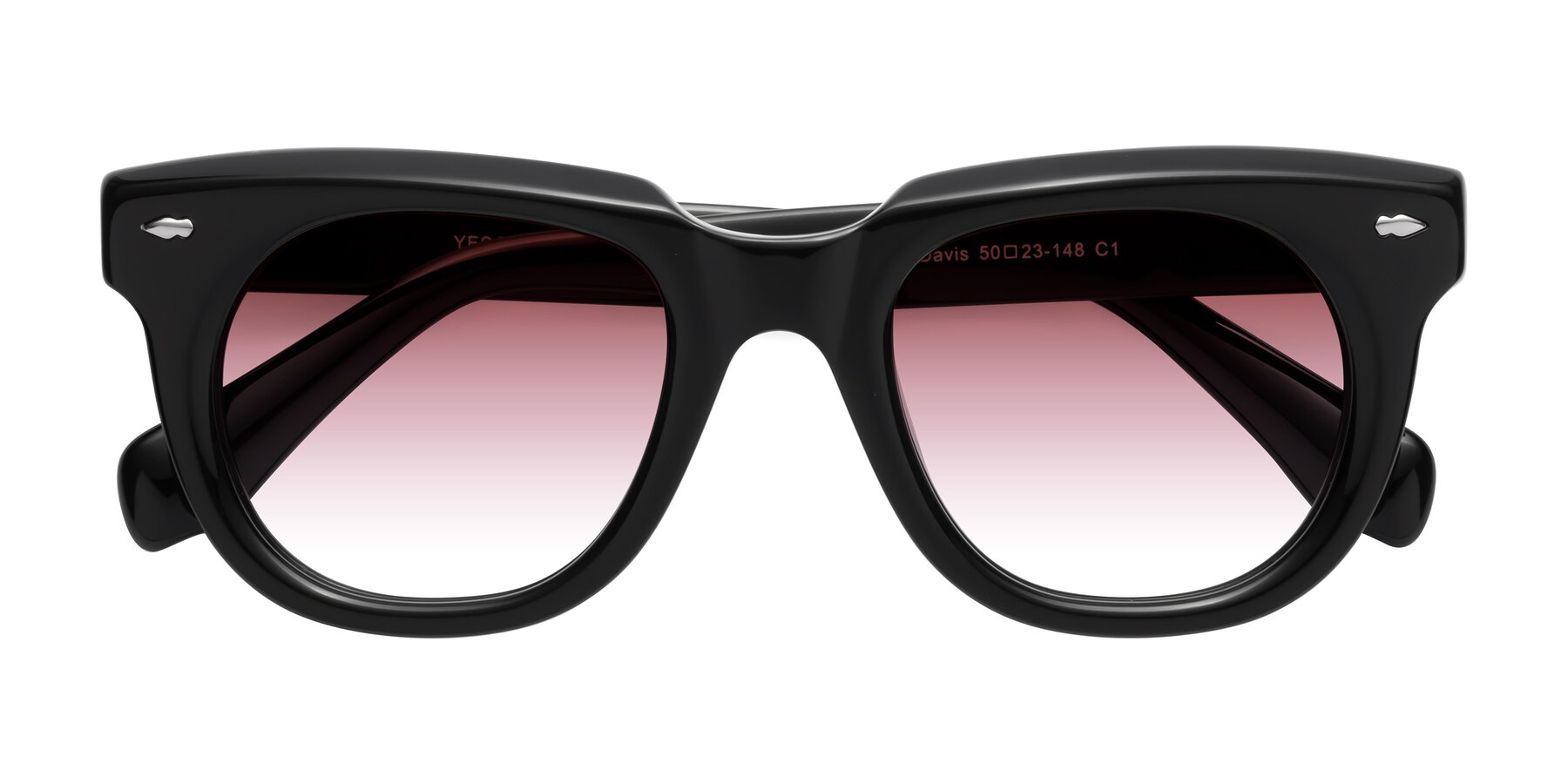 Folded Front of Davis in Black with Garnet Gradient Lenses