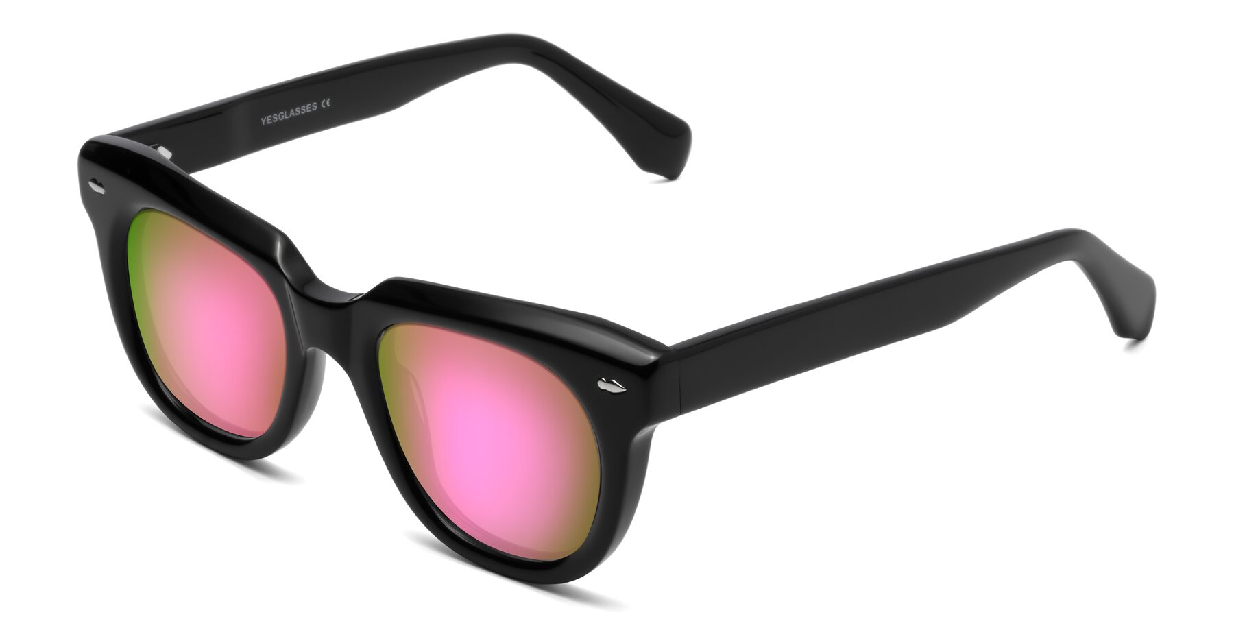 Angle of Davis in Black with Pink Mirrored Lenses