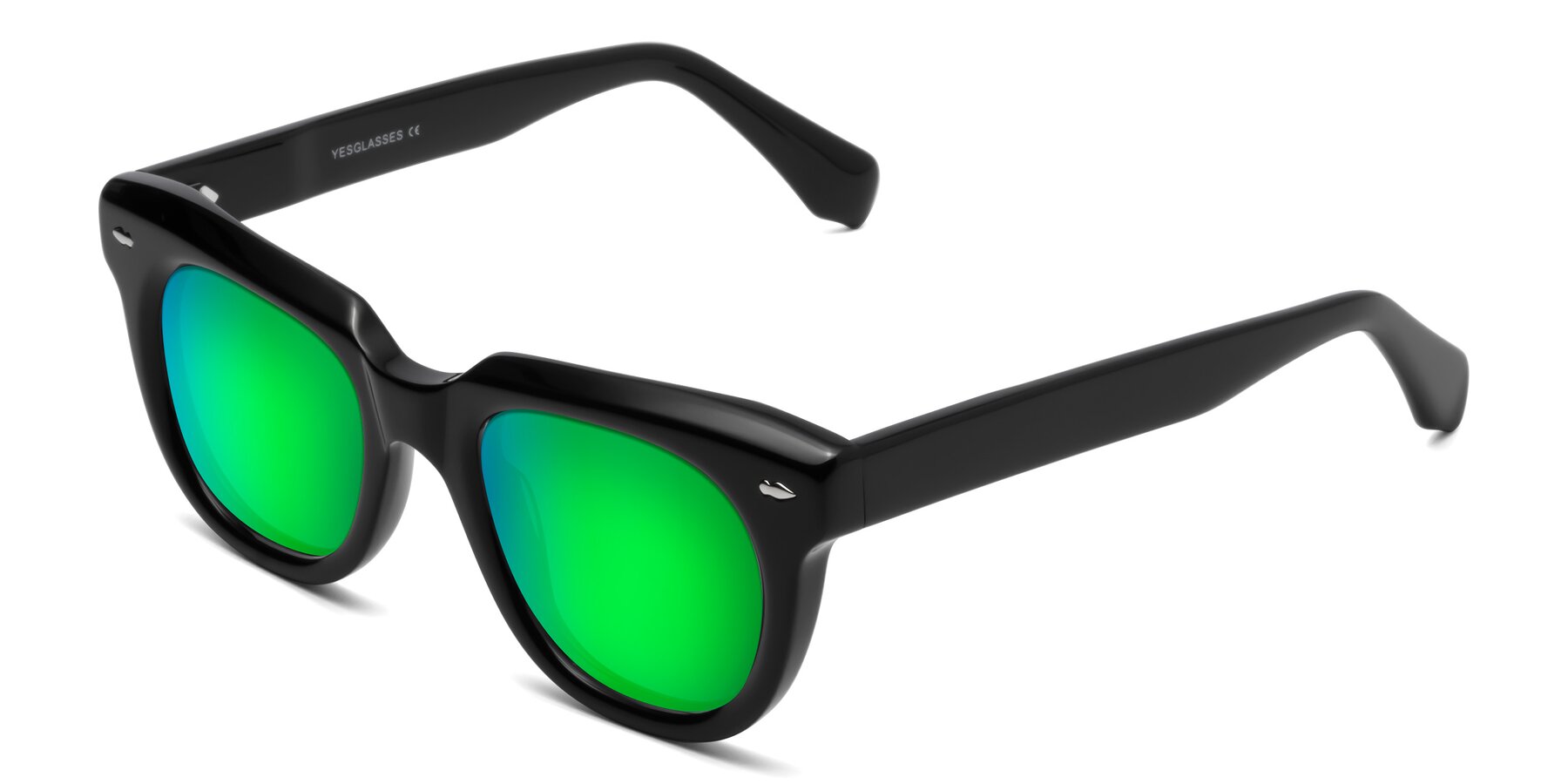 Angle of Davis in Black with Green Mirrored Lenses