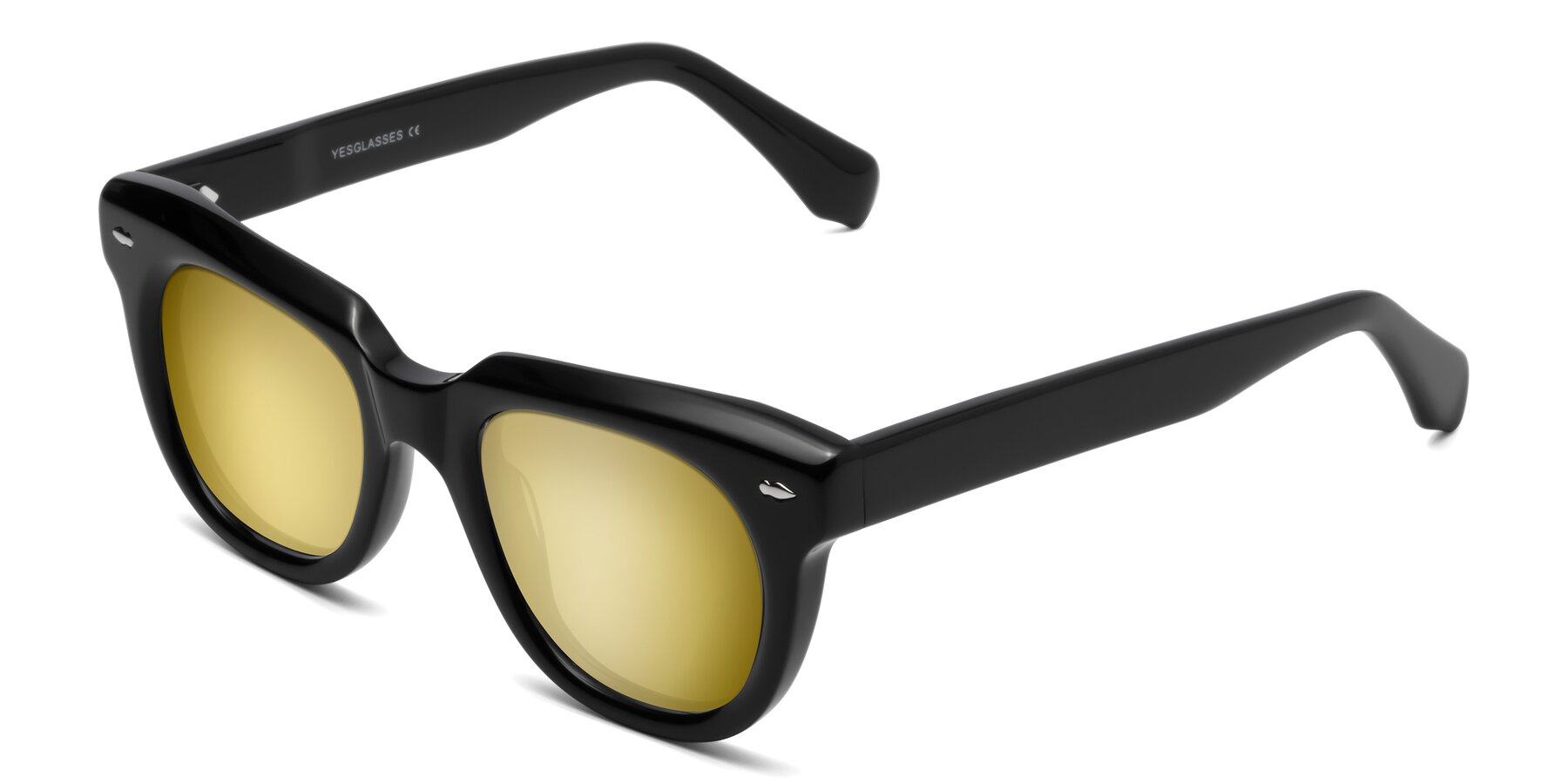 Angle of Davis in Black with Gold Mirrored Lenses