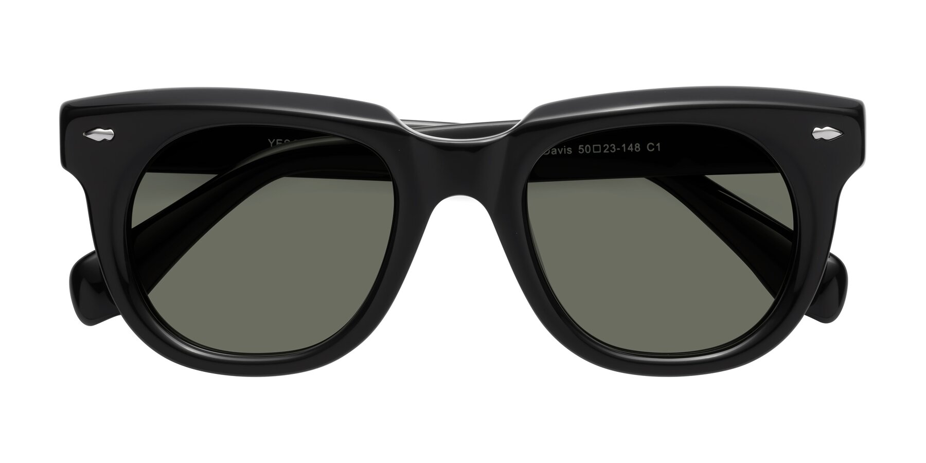 Folded Front of Davis in Black with Gray Polarized Lenses