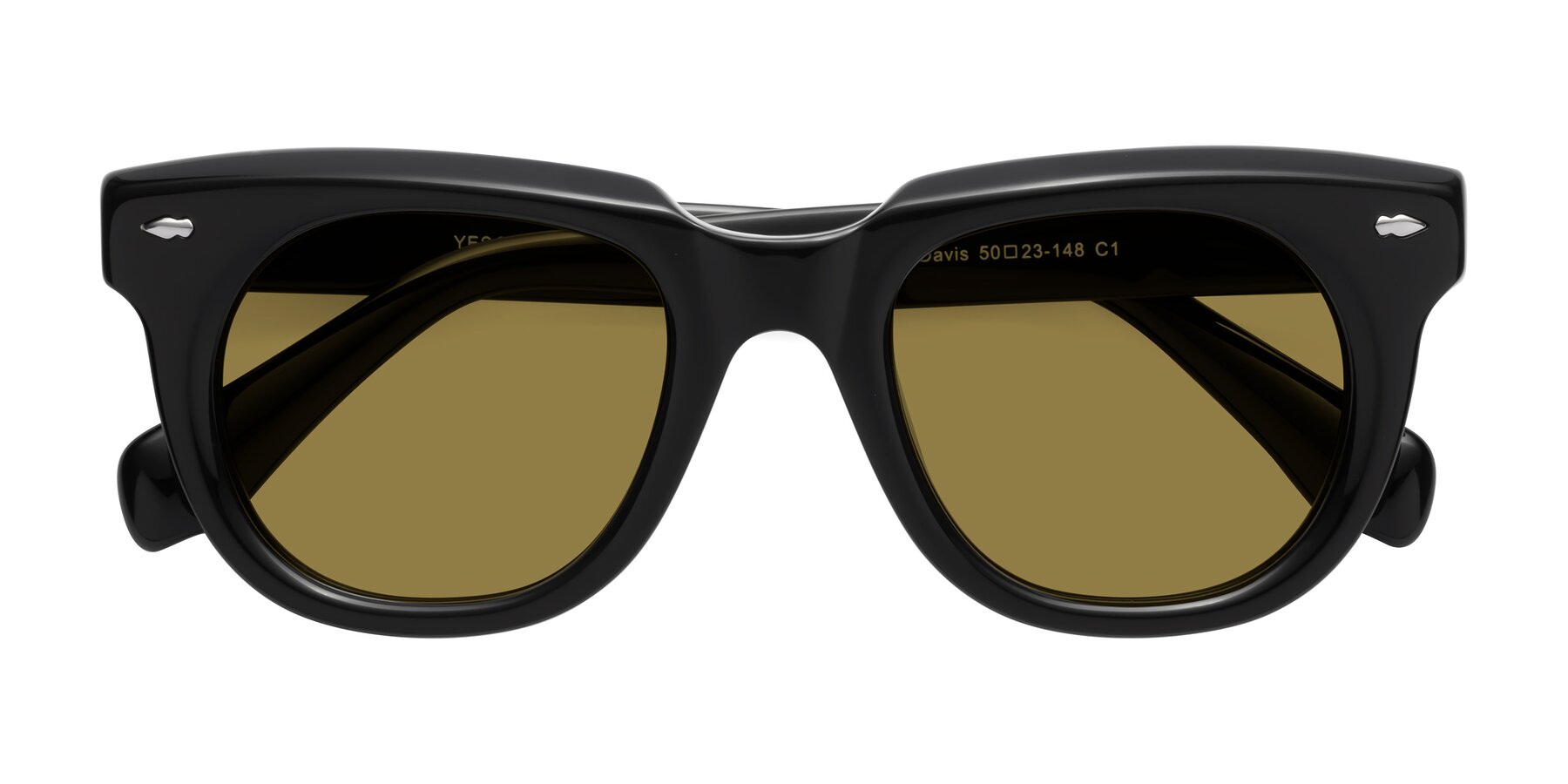 Folded Front of Davis in Black with Brown Polarized Lenses