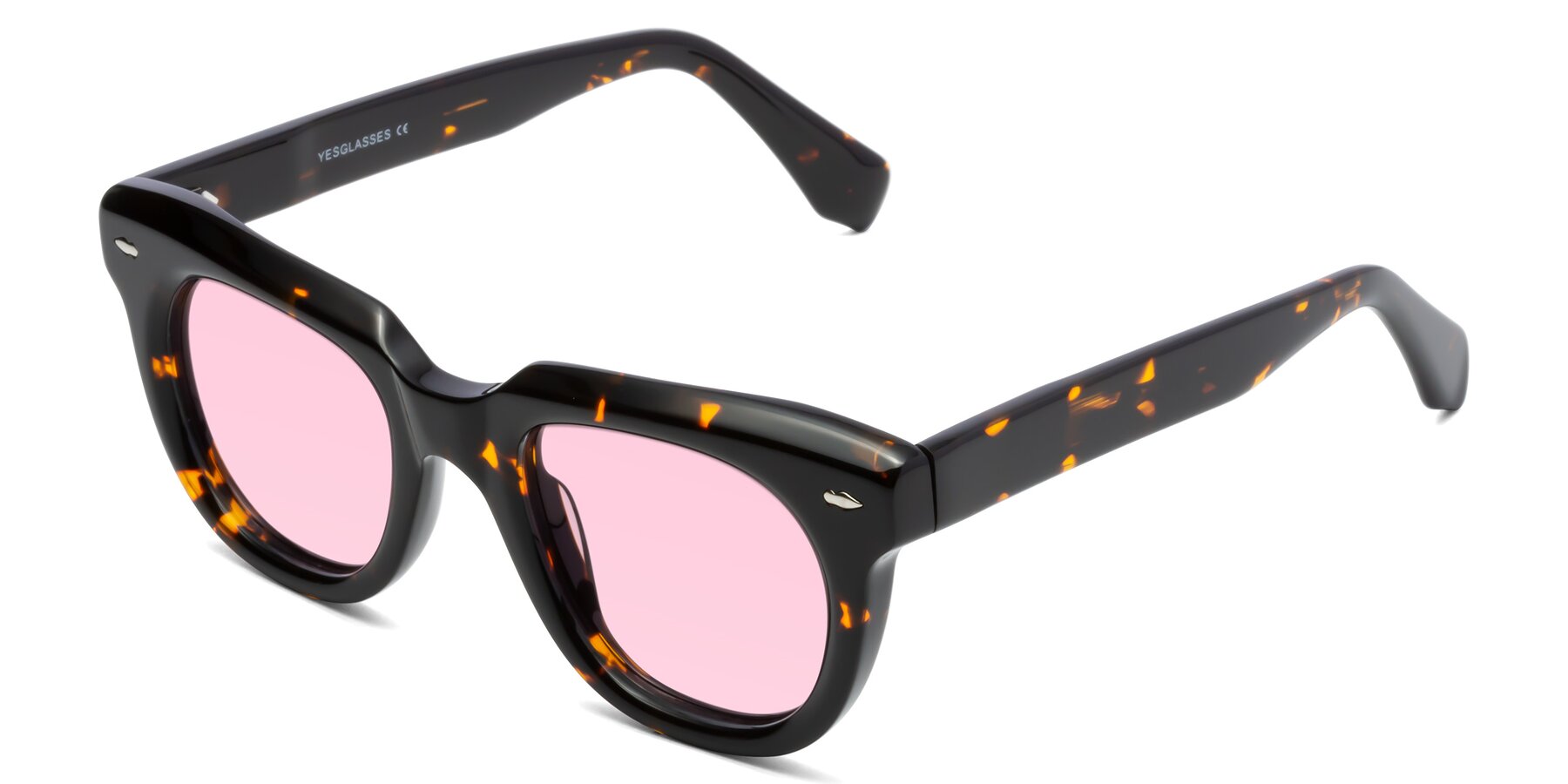 Angle of Davis in Tortoise with Light Pink Tinted Lenses