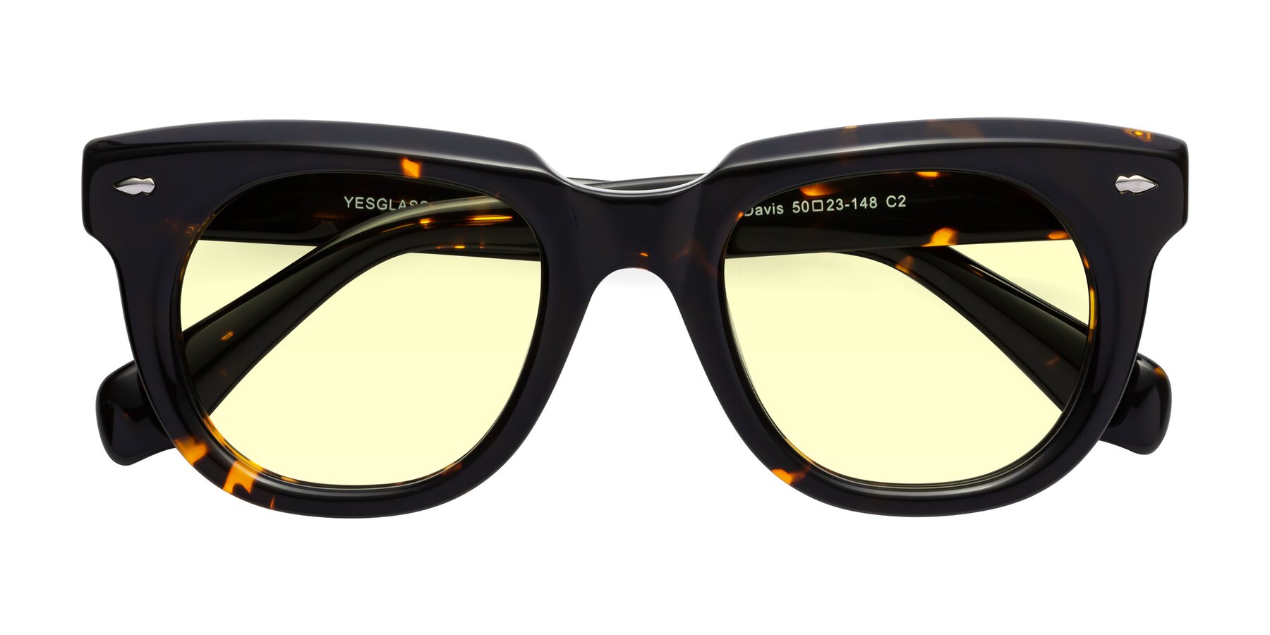 Folded Front of Davis in Tortoise with Light Yellow Tinted Lenses