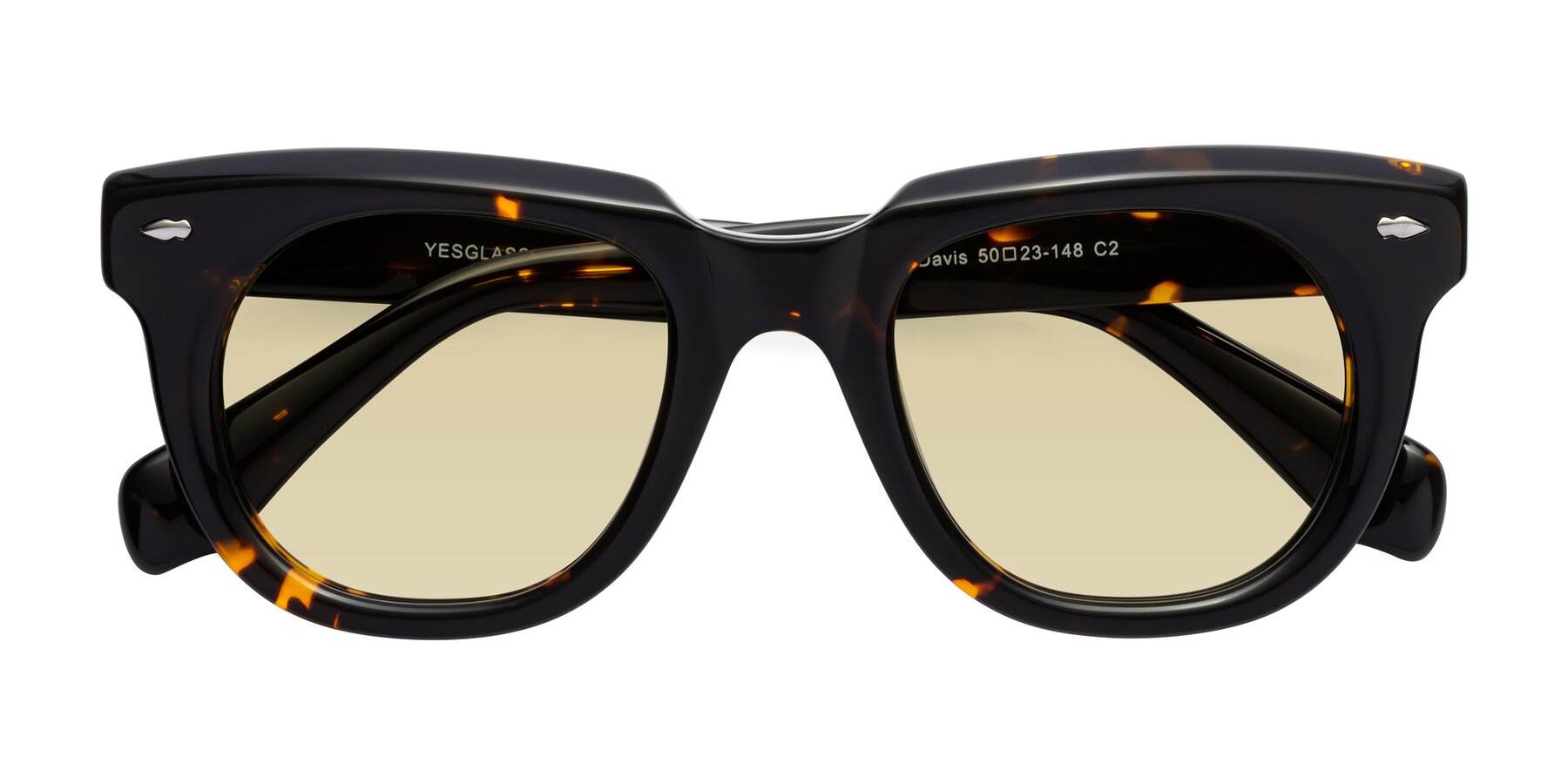 Folded Front of Davis in Tortoise with Light Champagne Tinted Lenses