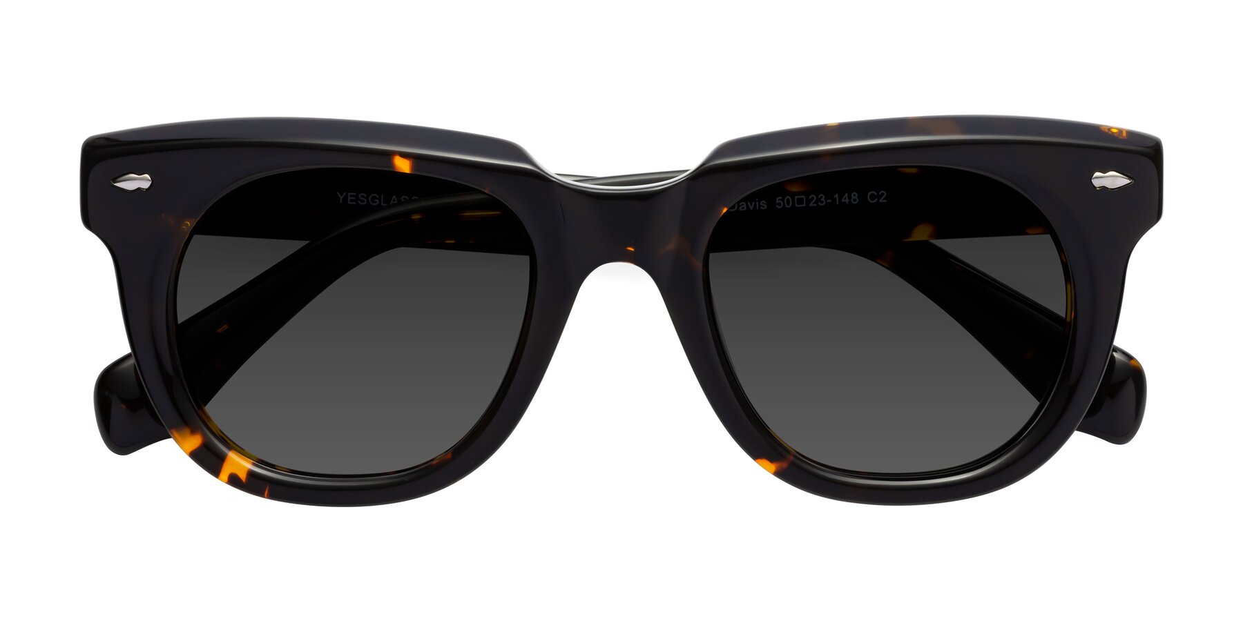 Folded Front of Davis in Tortoise with Gray Tinted Lenses