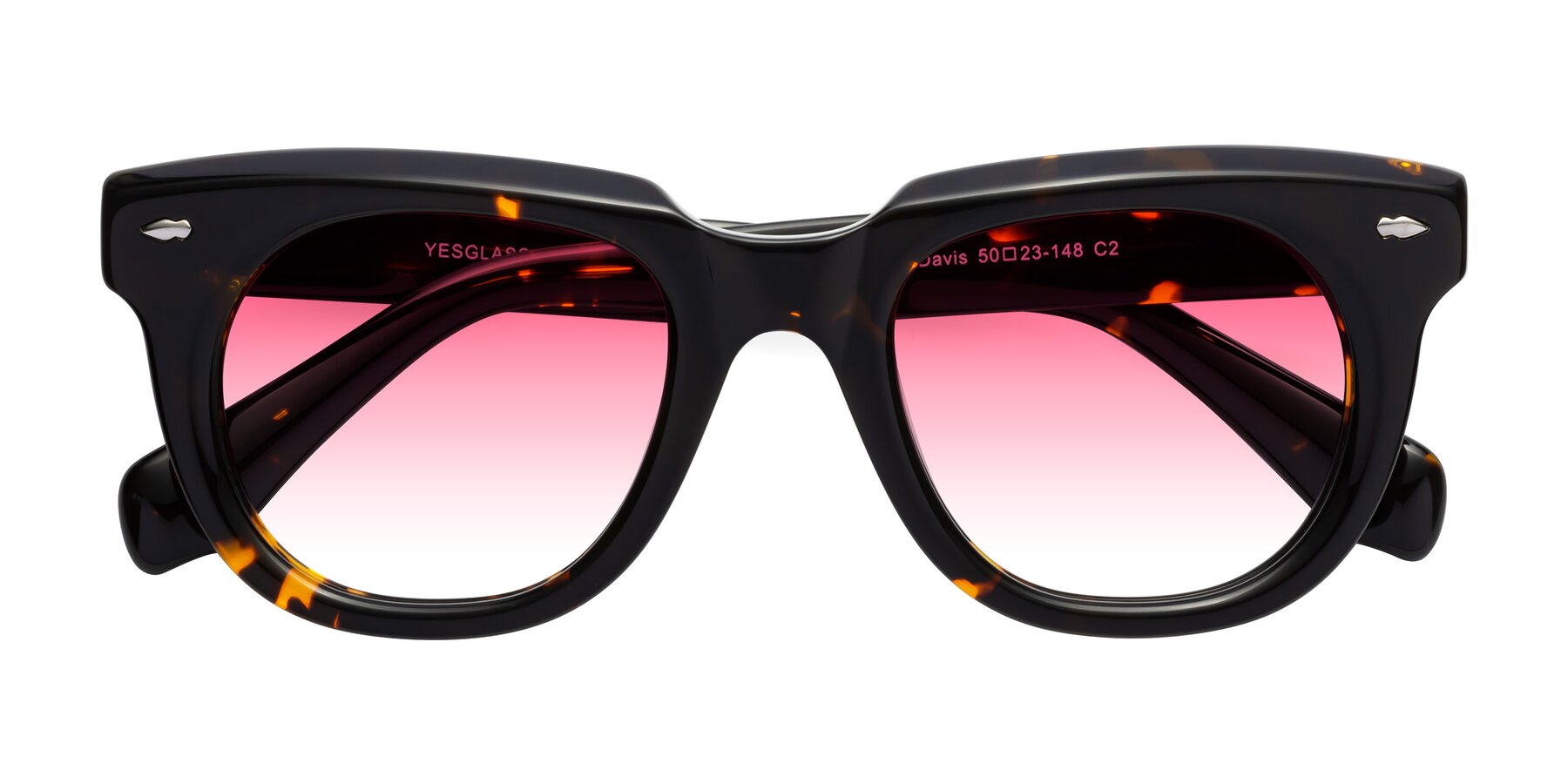 Folded Front of Davis in Tortoise with Pink Gradient Lenses