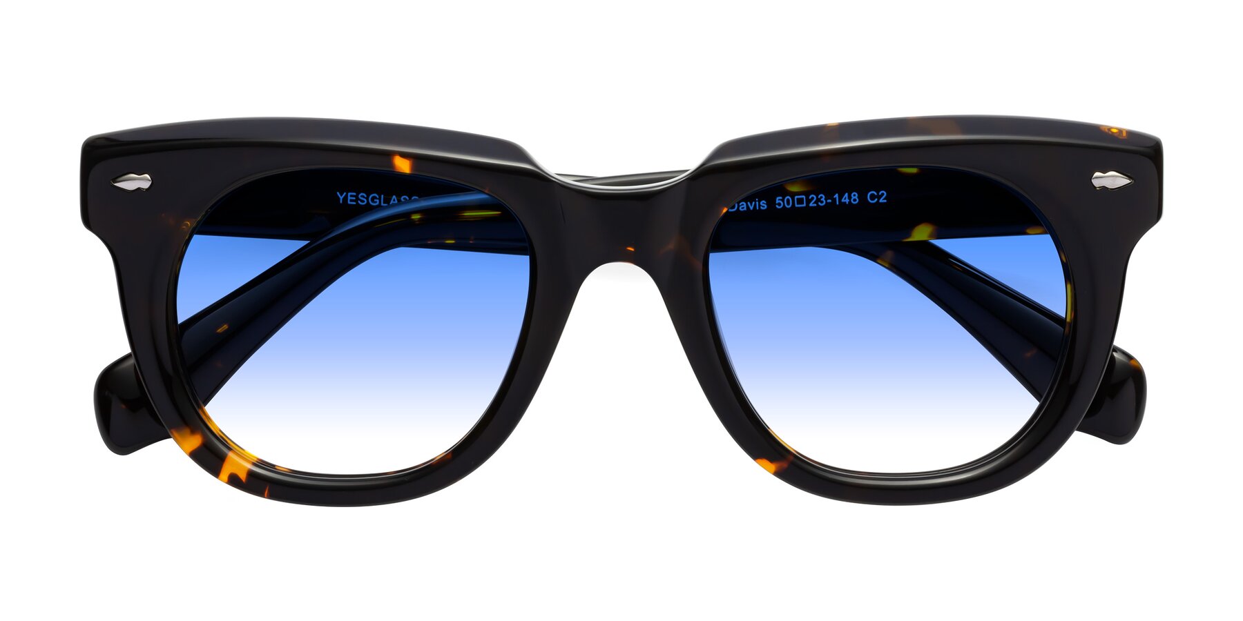 Folded Front of Davis in Tortoise with Blue Gradient Lenses