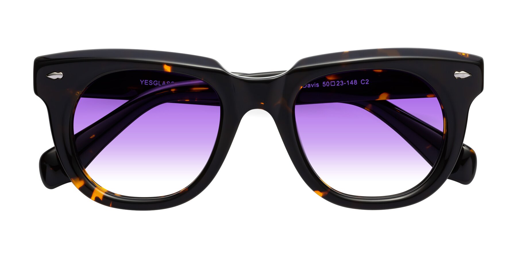 Folded Front of Davis in Tortoise with Purple Gradient Lenses