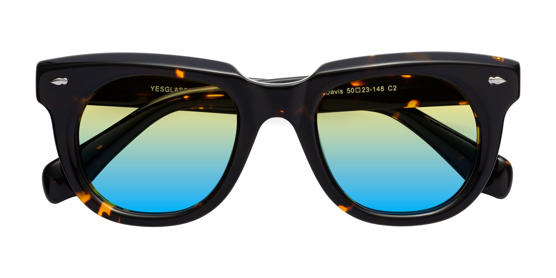 Folded Front of Davis in Tortoise with Yellow / Blue Gradient Lenses