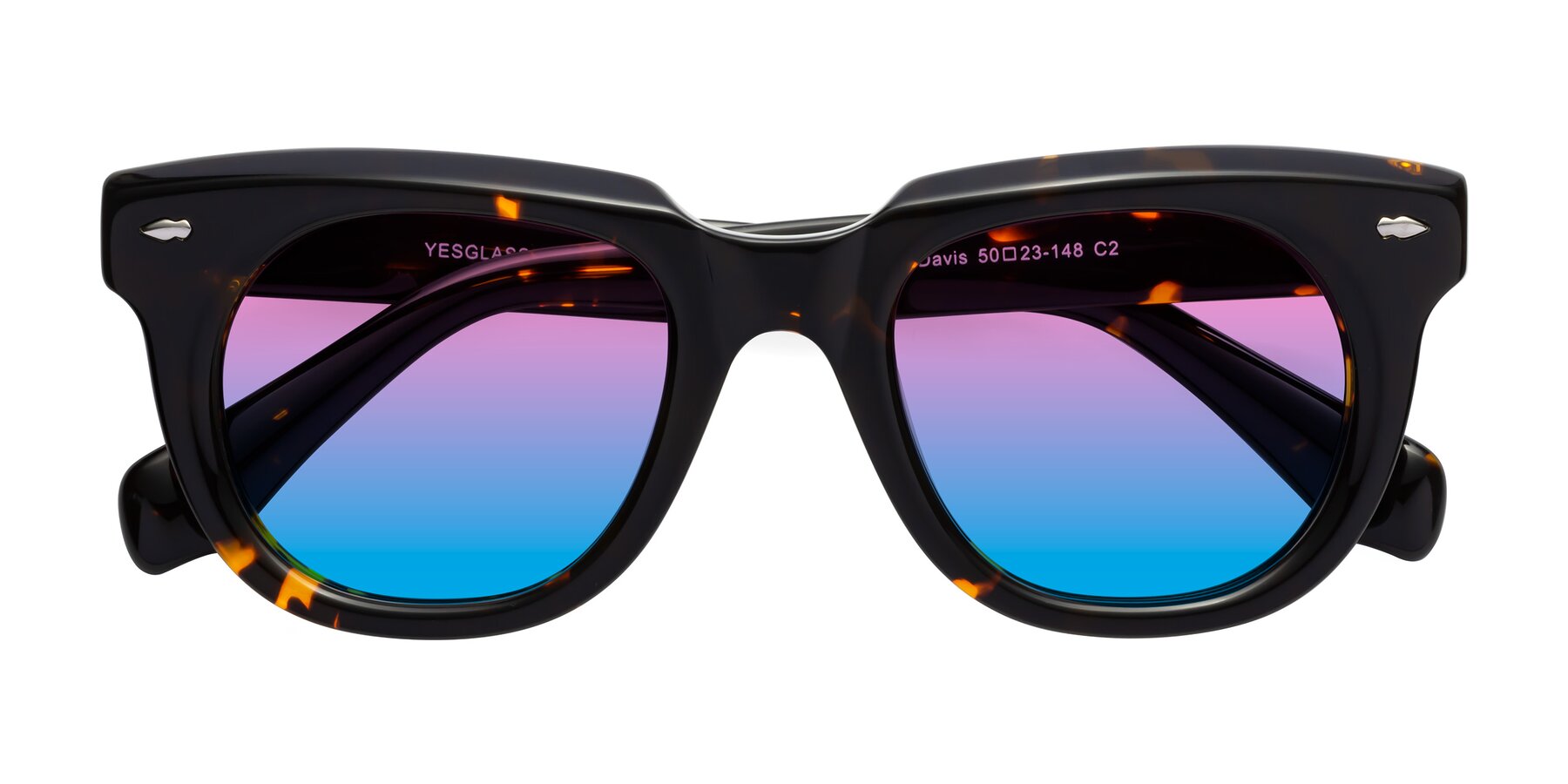 Folded Front of Davis in Tortoise with Pink / Blue Gradient Lenses