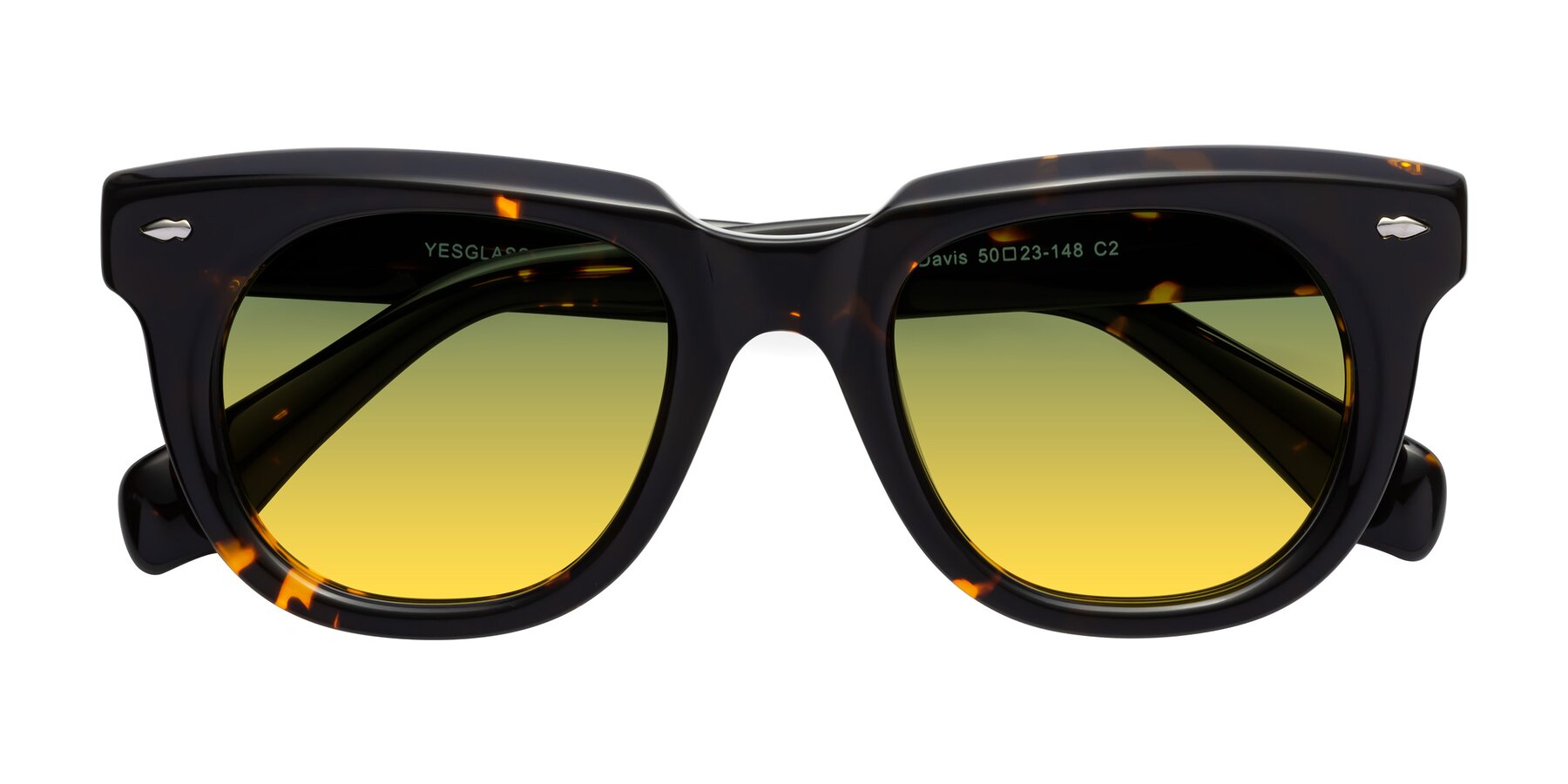 Folded Front of Davis in Tortoise with Green / Yellow Gradient Lenses