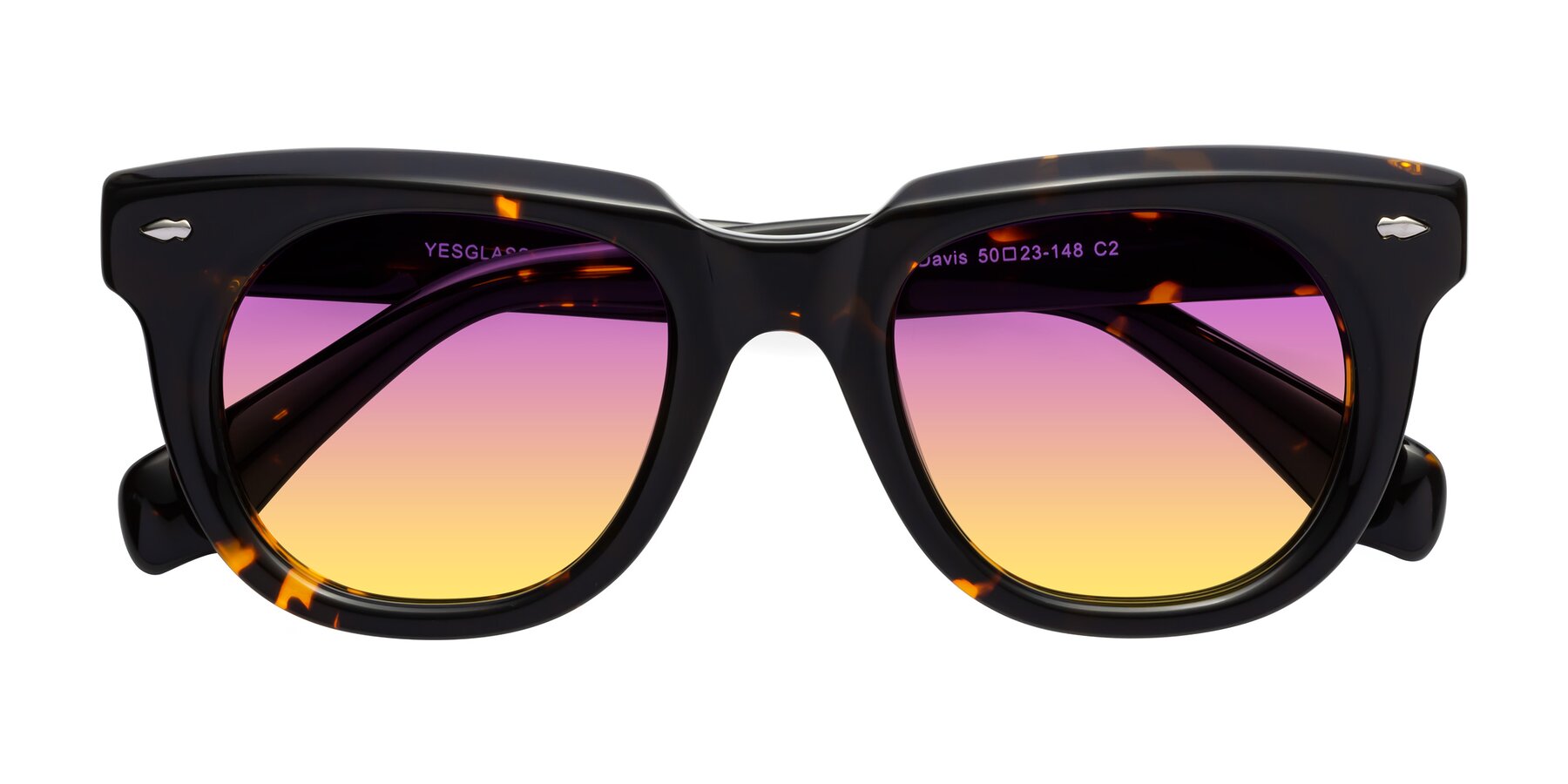 Folded Front of Davis in Tortoise with Purple / Yellow Gradient Lenses