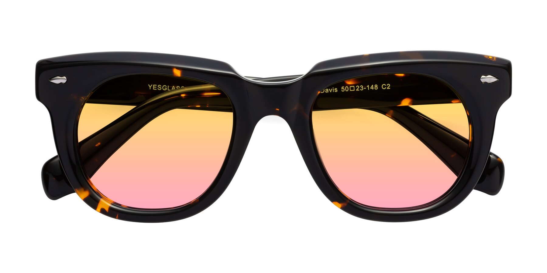 Folded Front of Davis in Tortoise with Yellow / Pink Gradient Lenses