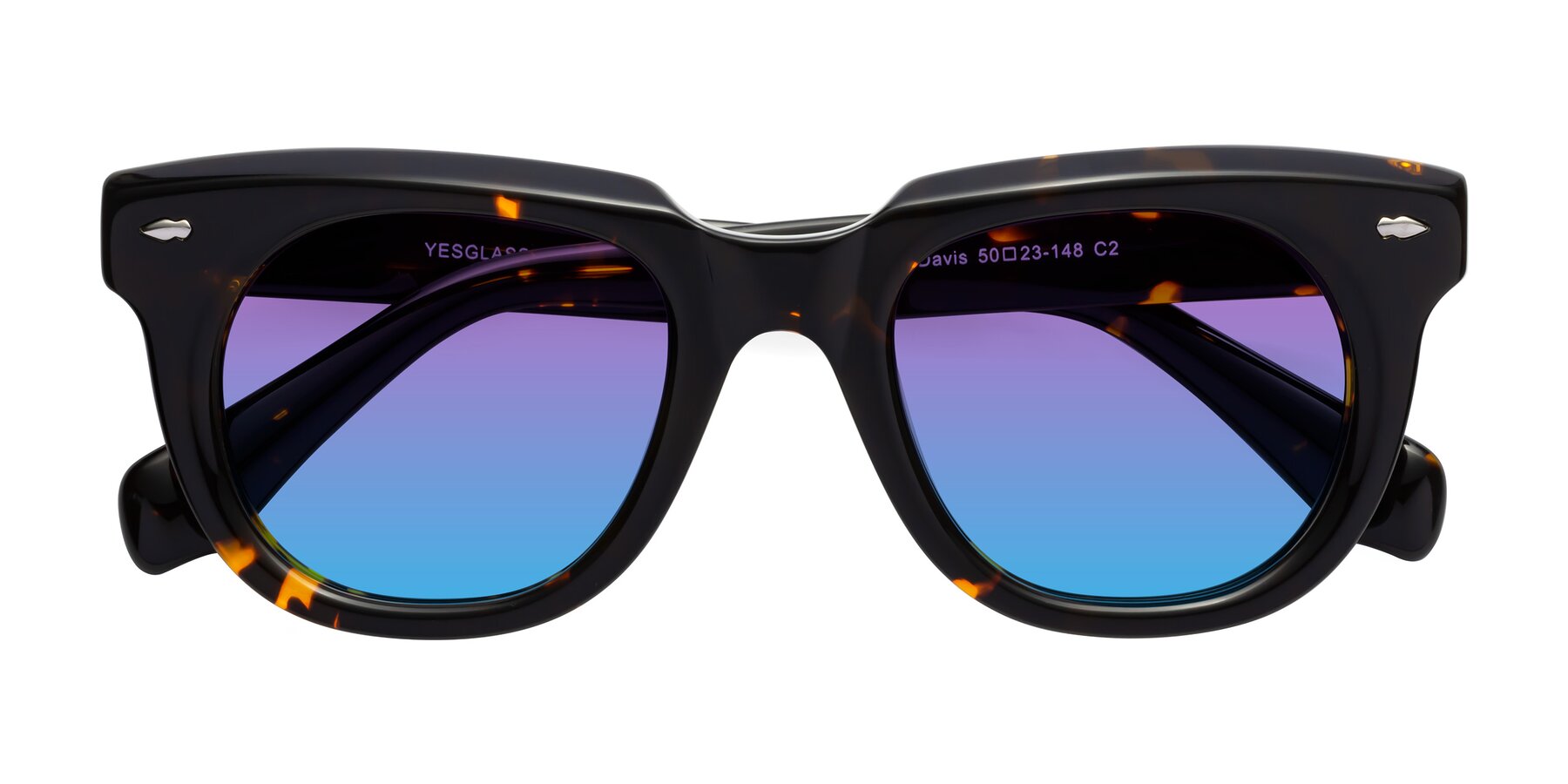 Folded Front of Davis in Tortoise with Purple / Blue Gradient Lenses