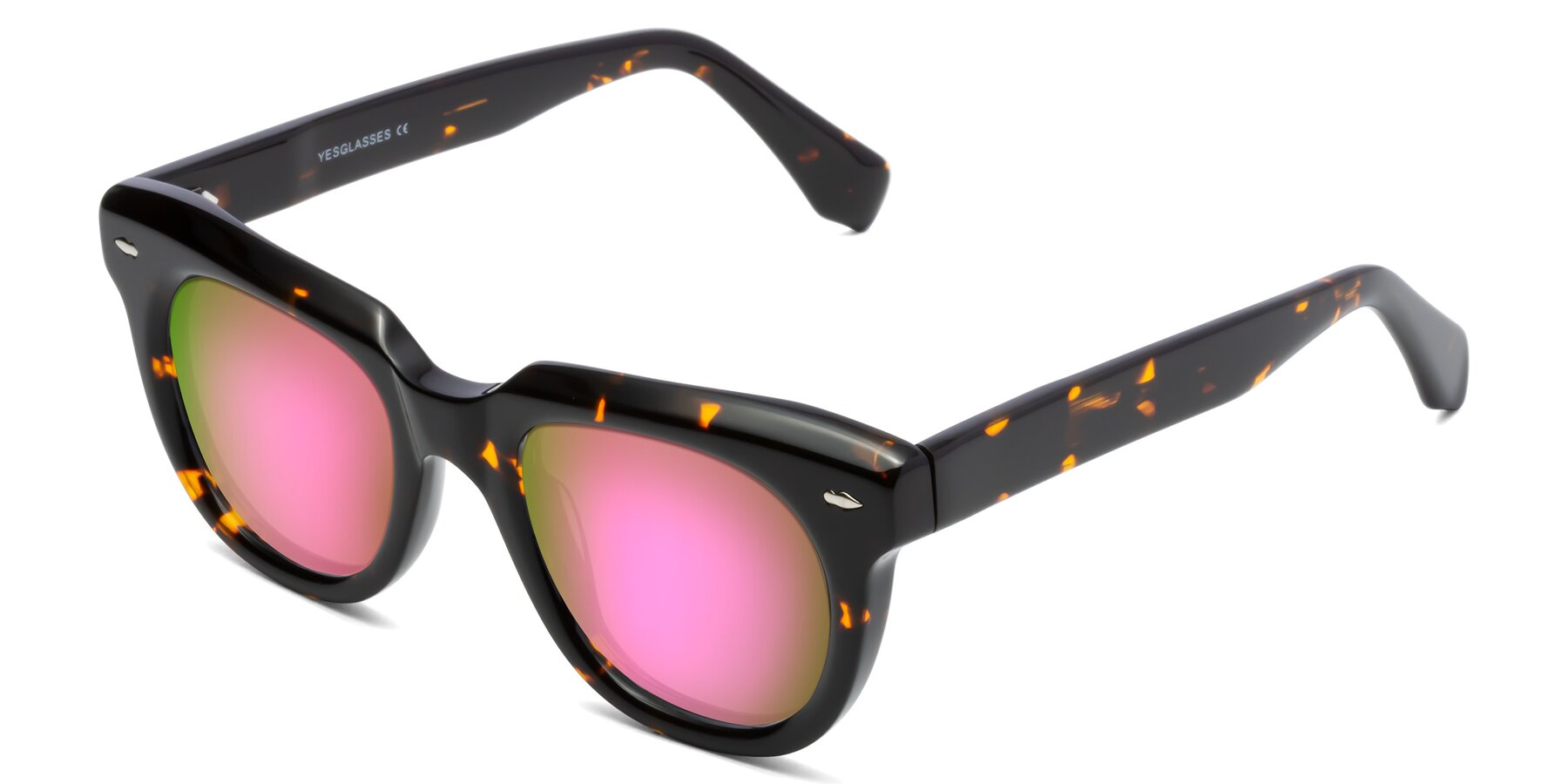 Angle of Davis in Tortoise with Pink Mirrored Lenses