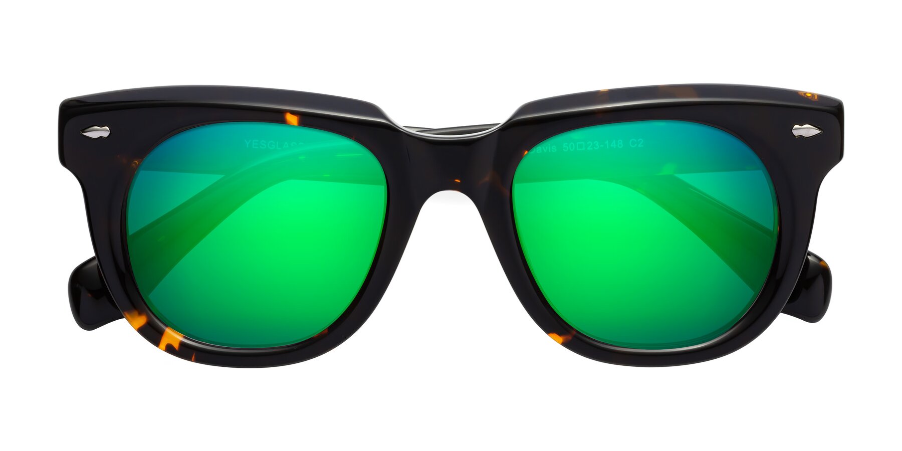 Folded Front of Davis in Tortoise with Green Mirrored Lenses