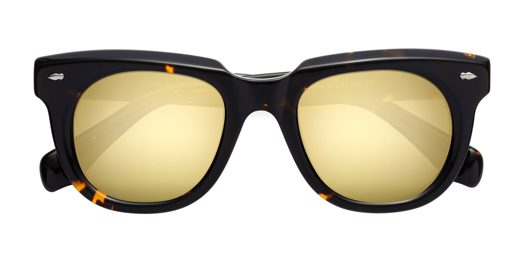 Folded Front of Davis in Tortoise with Gold Mirrored Lenses