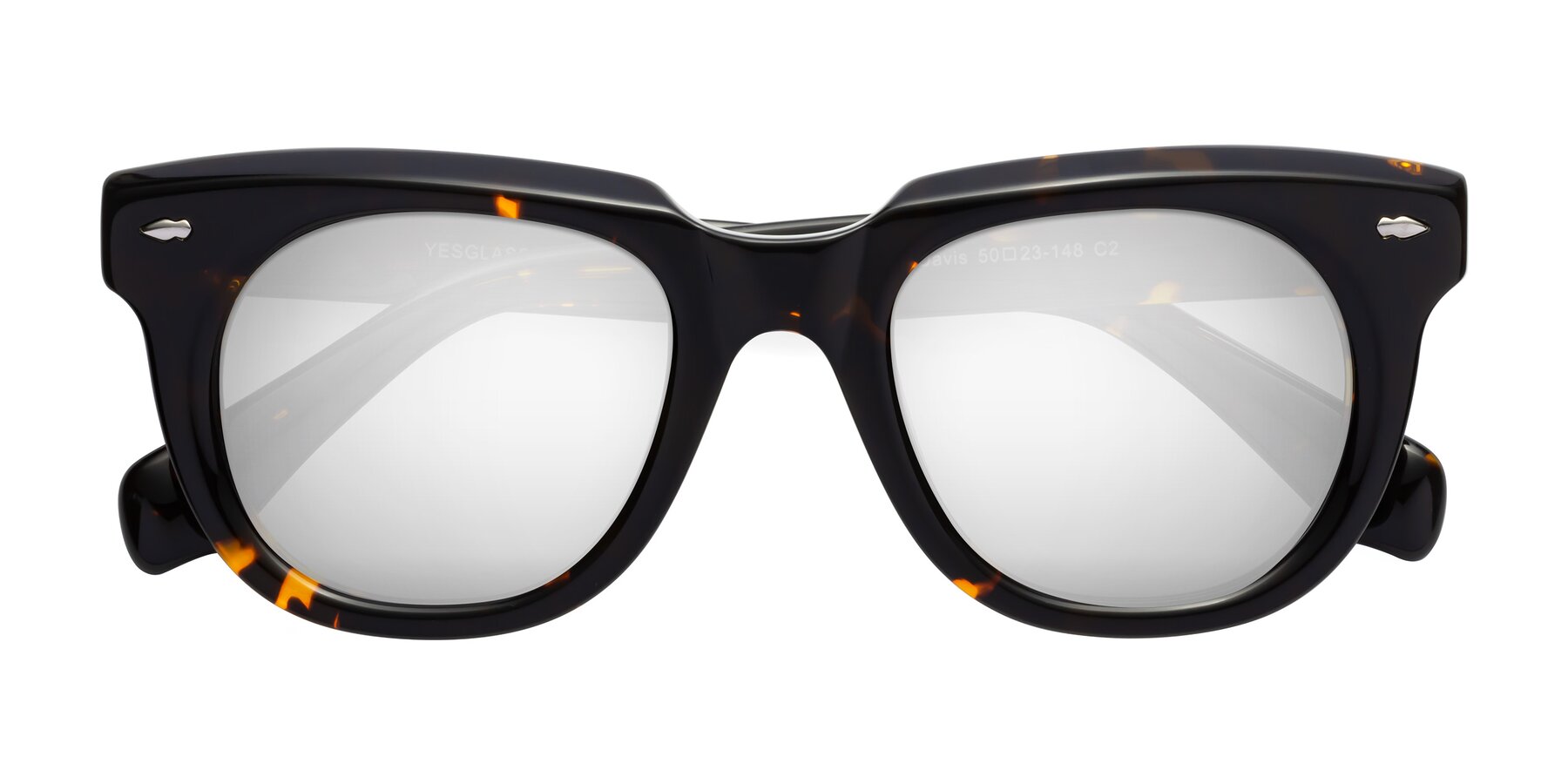 Folded Front of Davis in Tortoise with Silver Mirrored Lenses