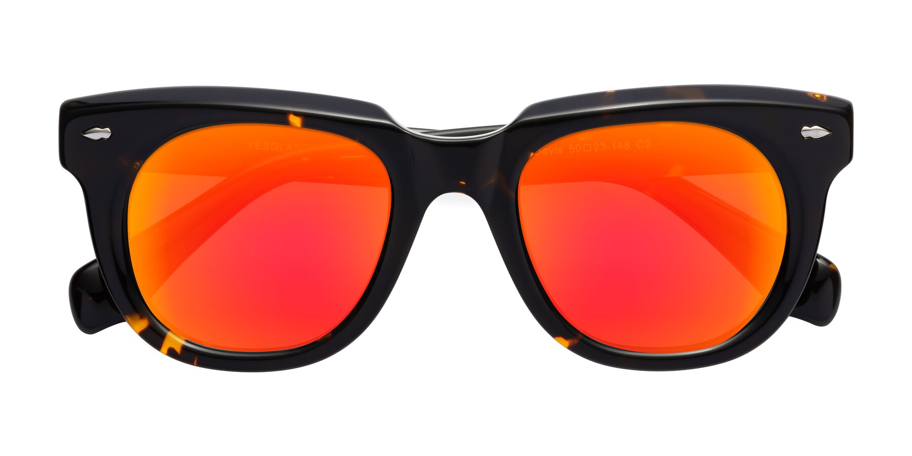 Folded Front of Davis in Tortoise with Red Gold Mirrored Lenses