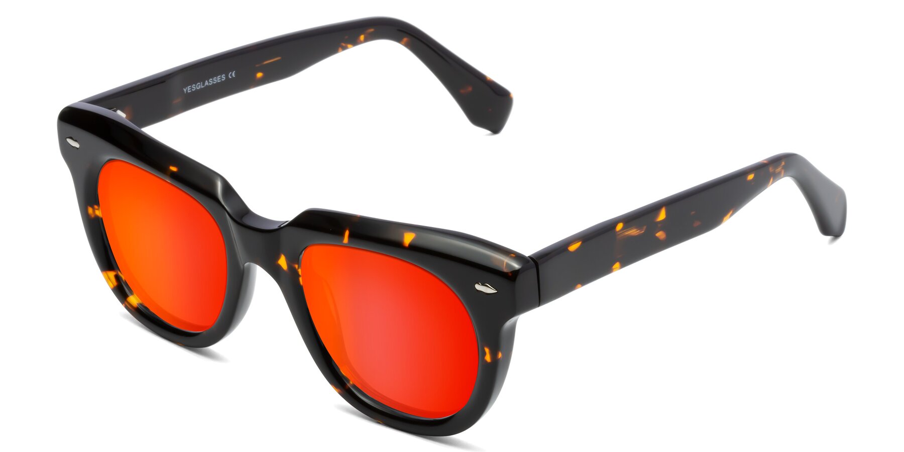 Angle of Davis in Tortoise with Red Gold Mirrored Lenses
