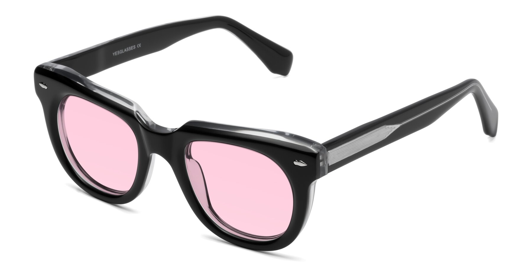 Angle of Davis in Black-Clear with Light Pink Tinted Lenses