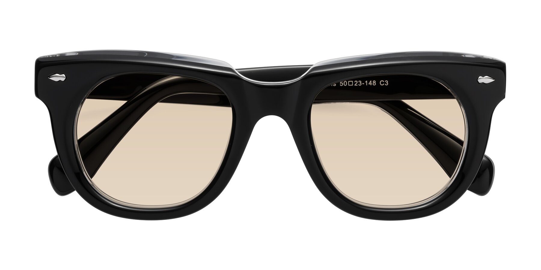 Folded Front of Davis in Black-Clear with Light Brown Tinted Lenses