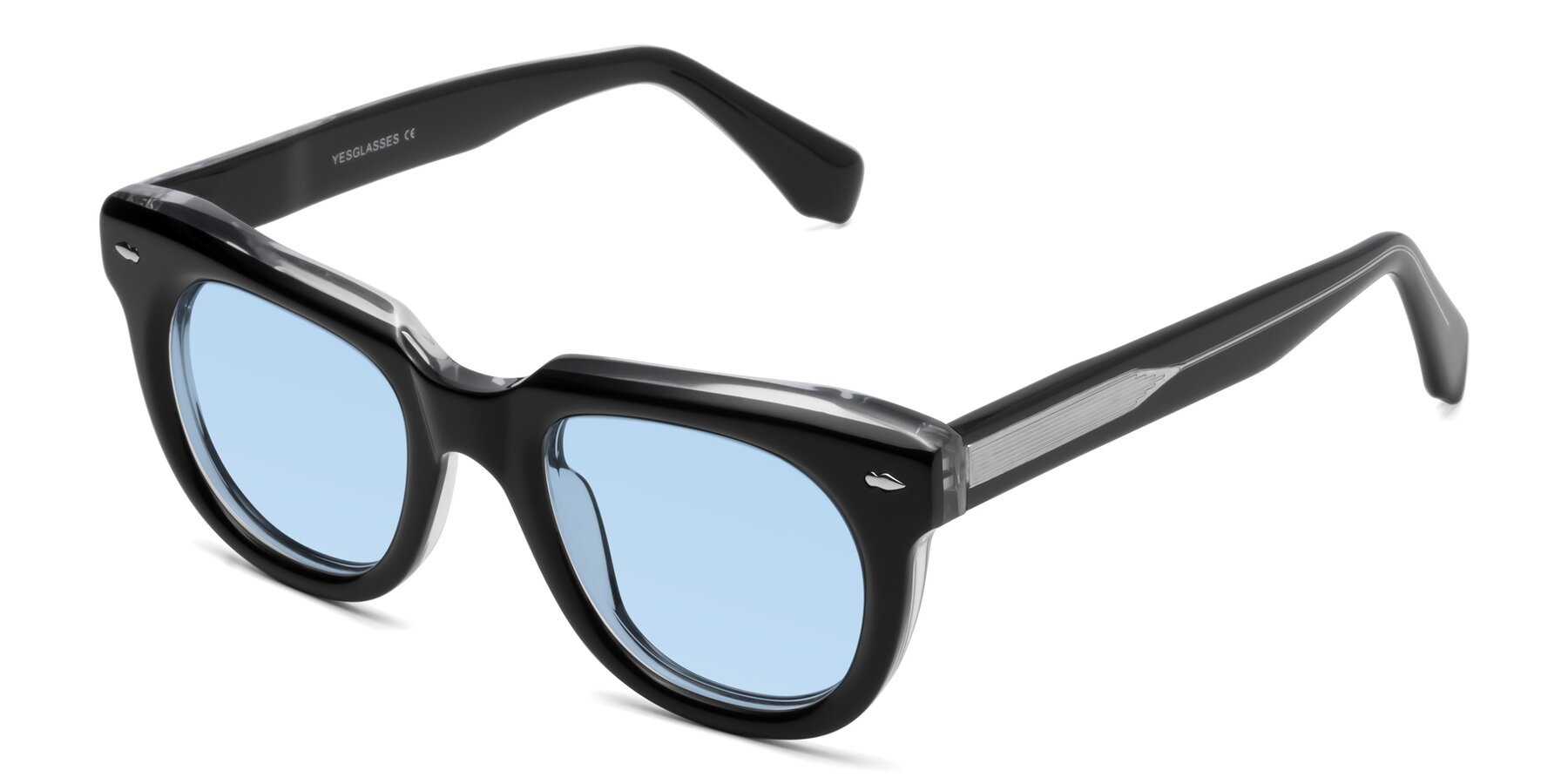 Angle of Davis in Black-Clear with Light Blue Tinted Lenses