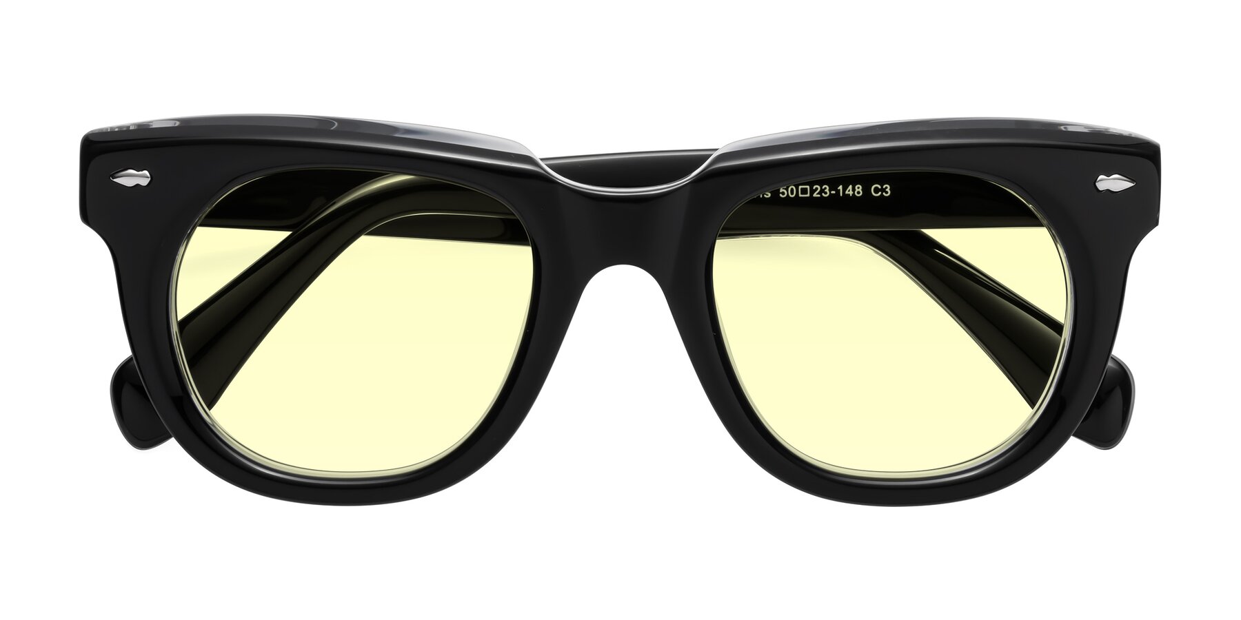 Folded Front of Davis in Black-Clear with Light Yellow Tinted Lenses