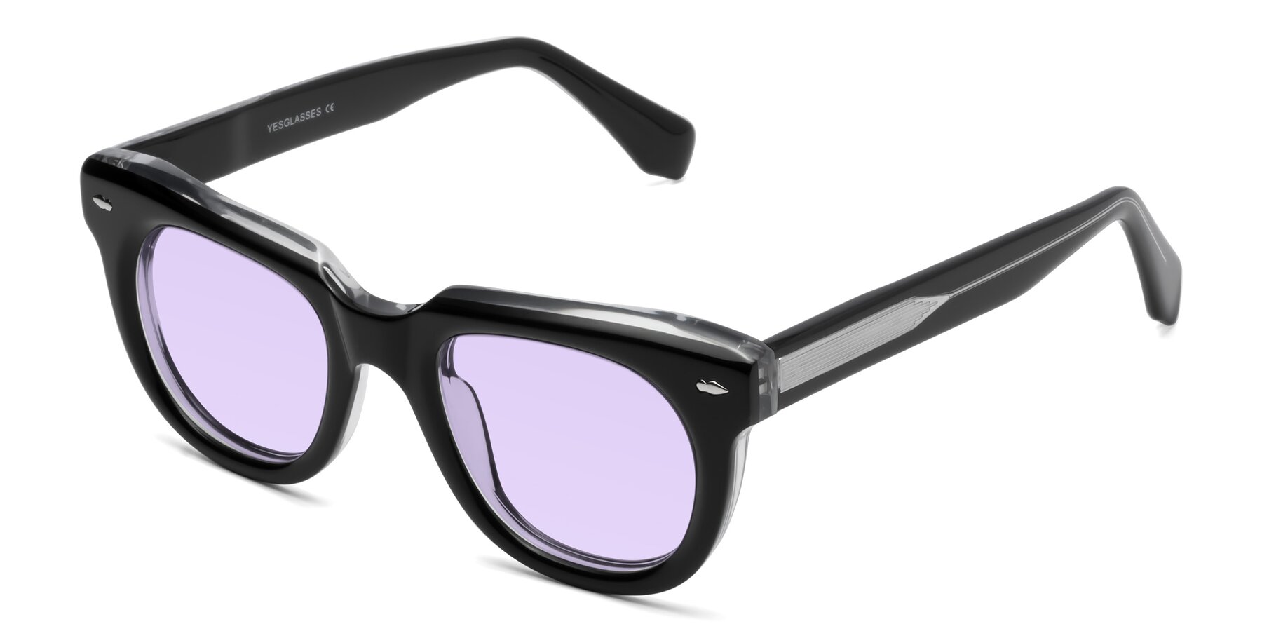 Angle of Davis in Black-Clear with Light Purple Tinted Lenses