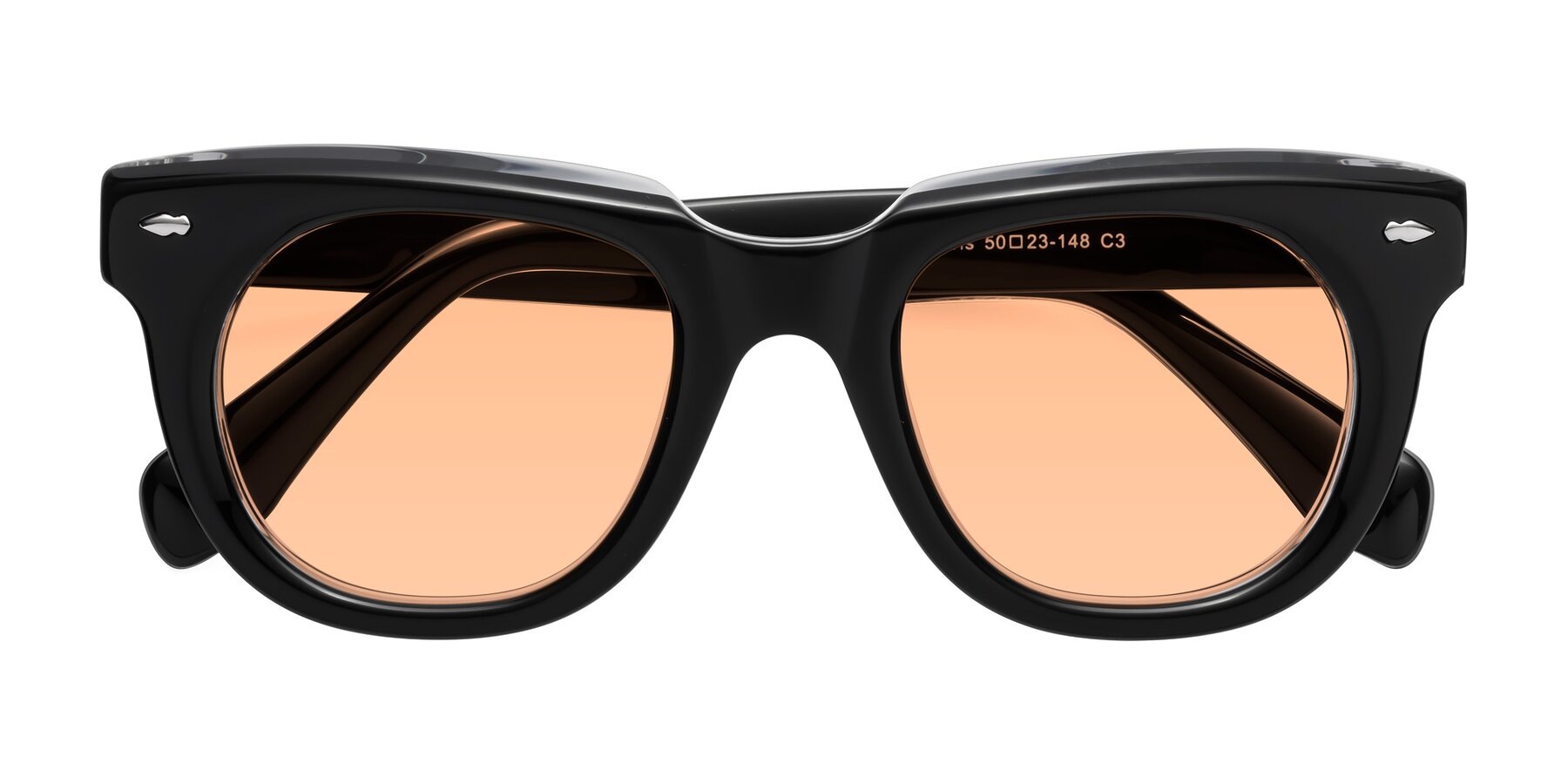 Folded Front of Davis in Black-Clear with Light Orange Tinted Lenses