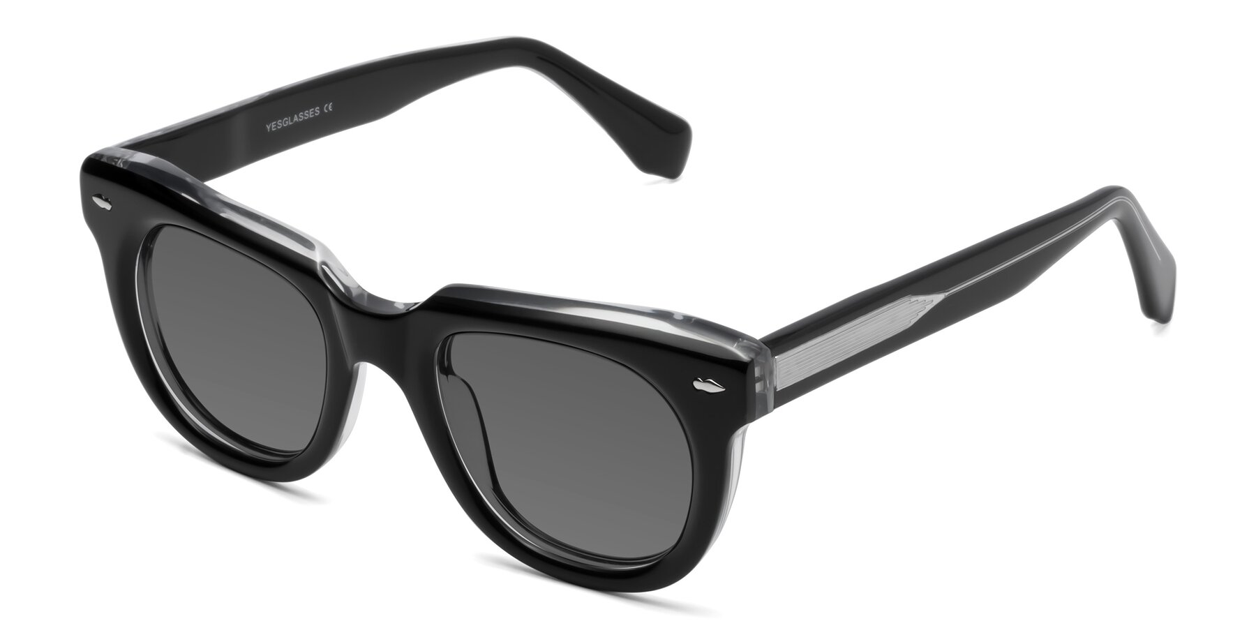 Angle of Davis in Black-Clear with Medium Gray Tinted Lenses