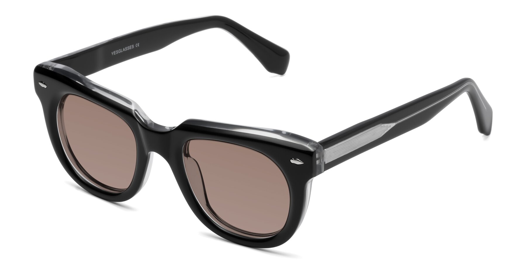 Angle of Davis in Black-Clear with Medium Brown Tinted Lenses