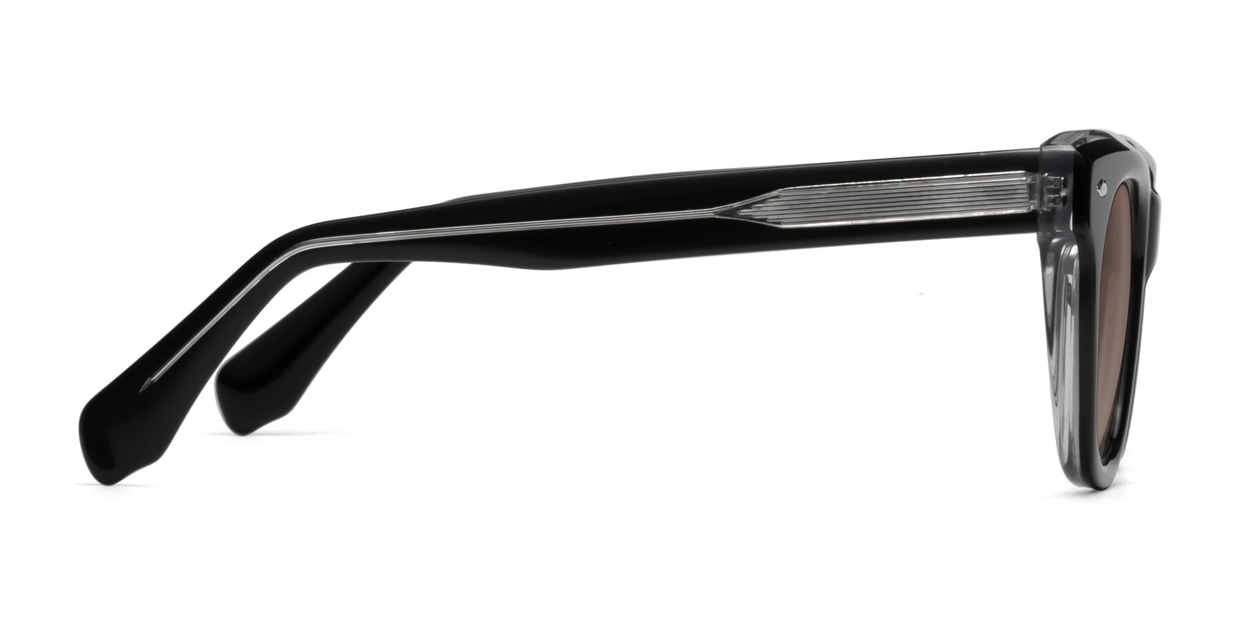 Side of Davis in Black-Clear with Medium Brown Tinted Lenses