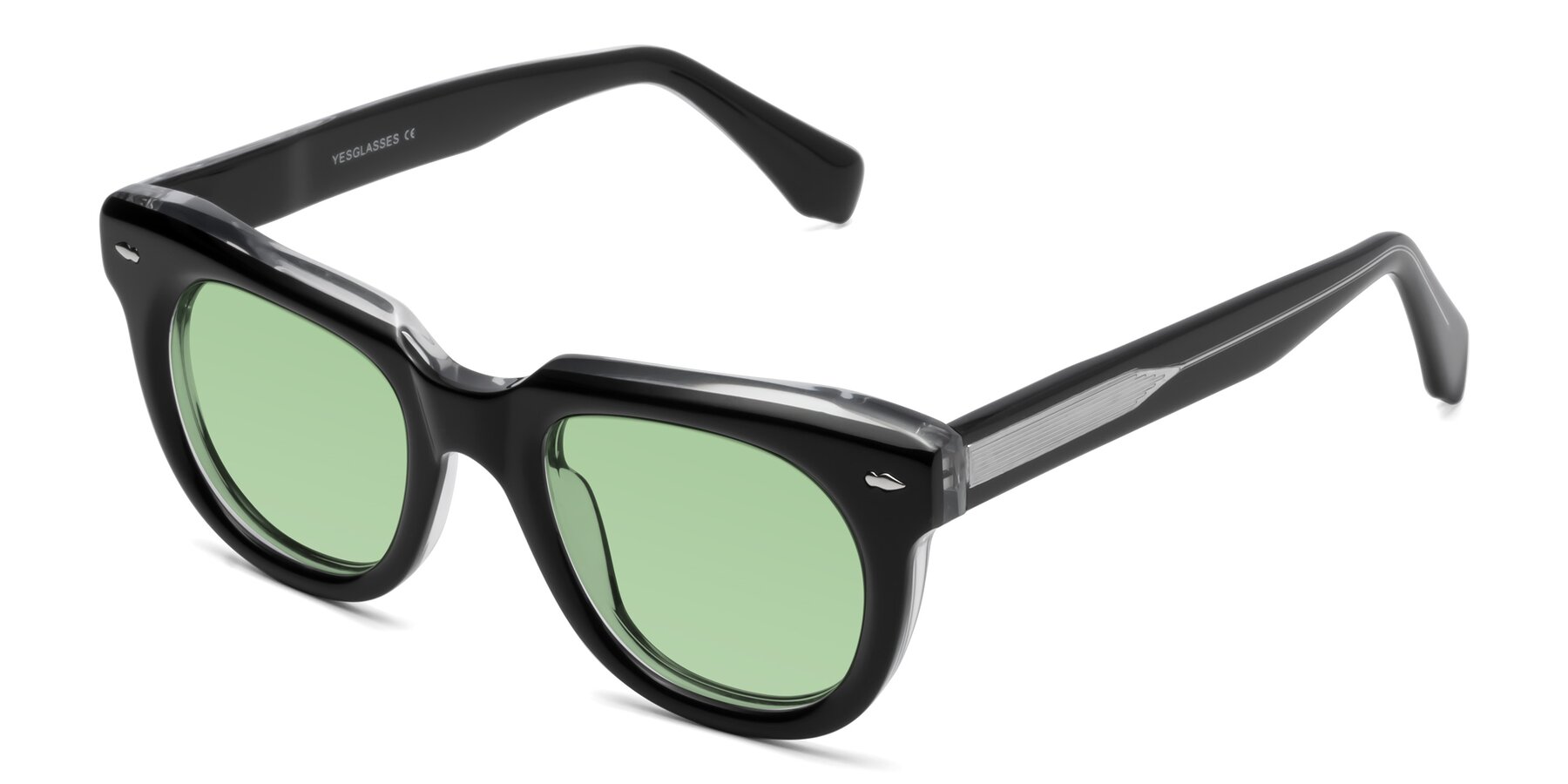 Angle of Davis in Black-Clear with Medium Green Tinted Lenses