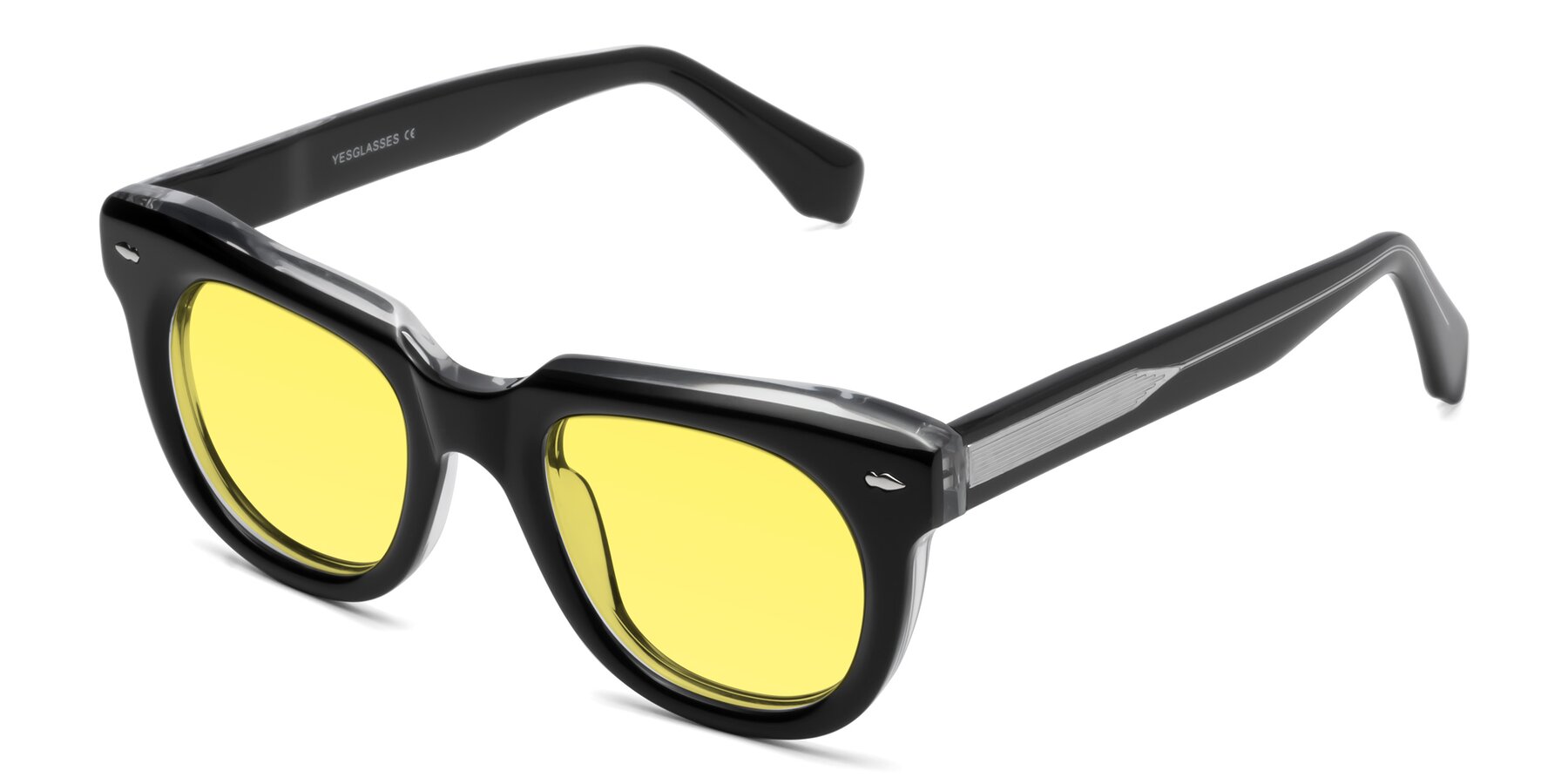 Angle of Davis in Black-Clear with Medium Yellow Tinted Lenses