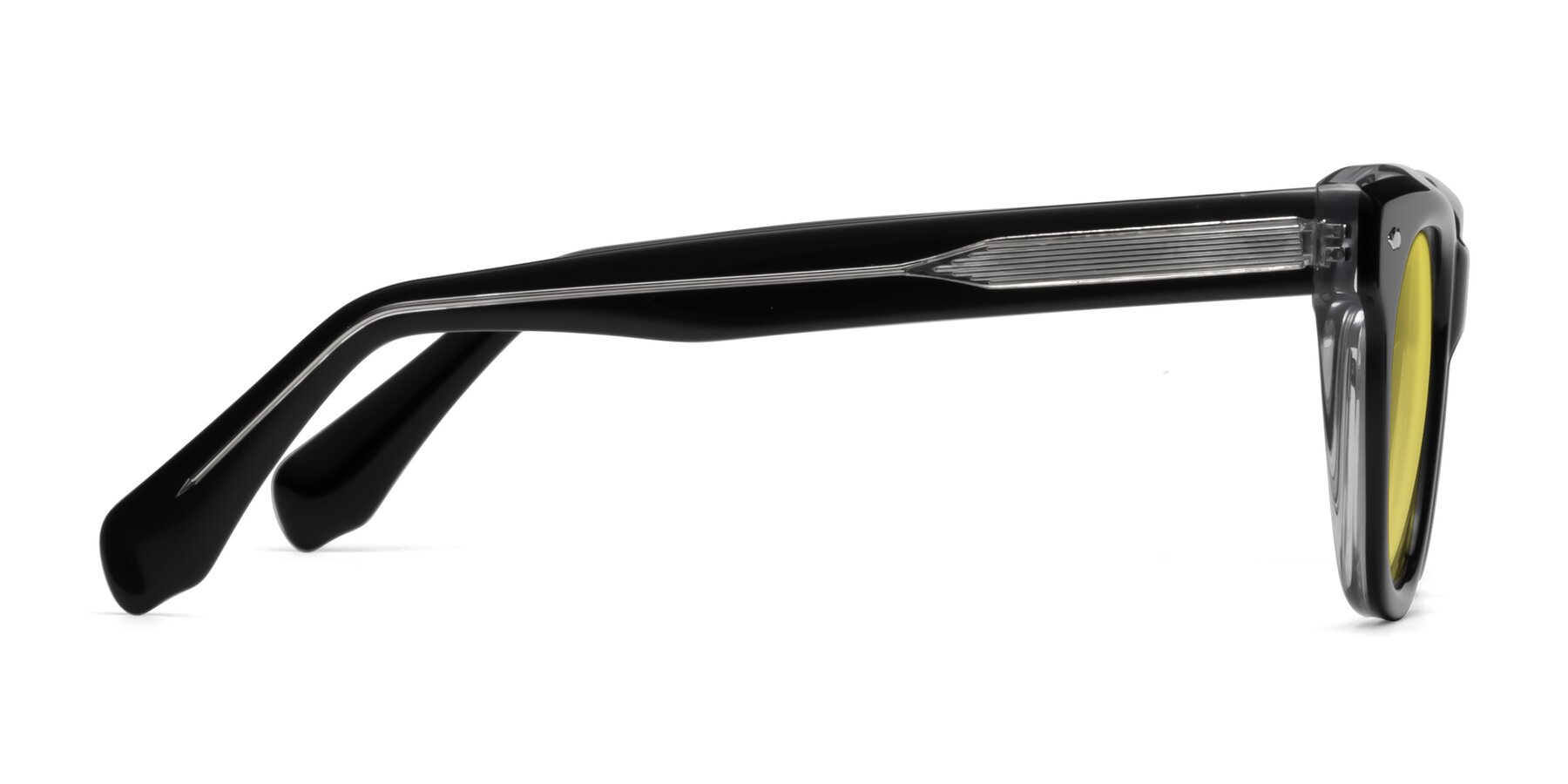 Side of Davis in Black-Clear with Medium Yellow Tinted Lenses