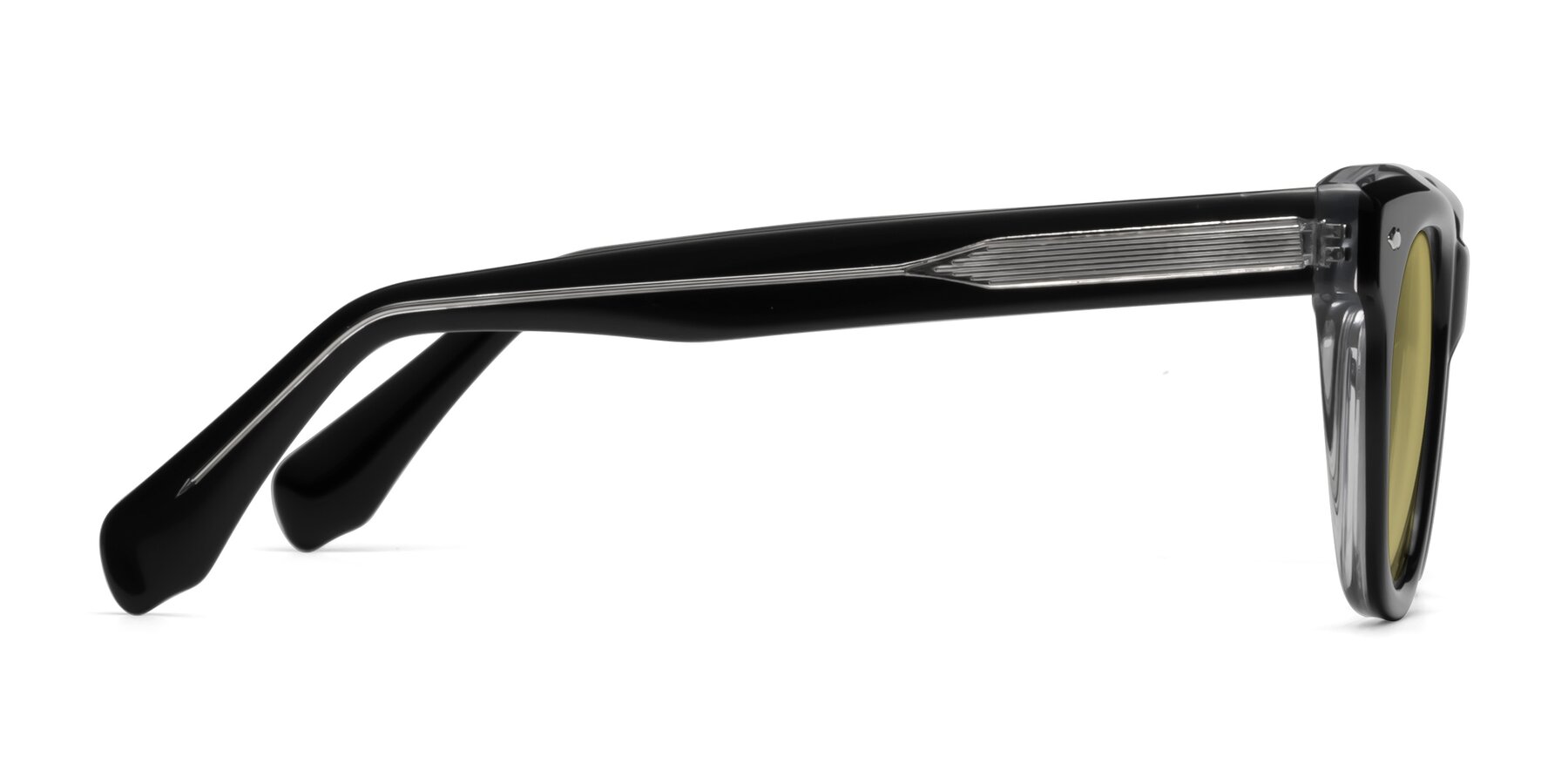 Side of Davis in Black-Clear with Medium Champagne Tinted Lenses