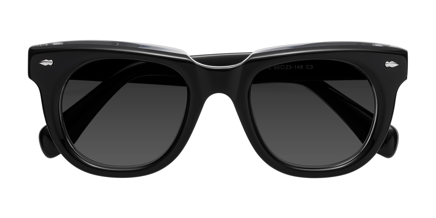Folded Front of Davis in Black-Clear with Gray Tinted Lenses