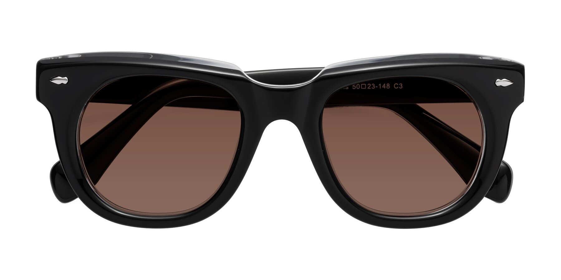 Folded Front of Davis in Black-Clear with Brown Tinted Lenses