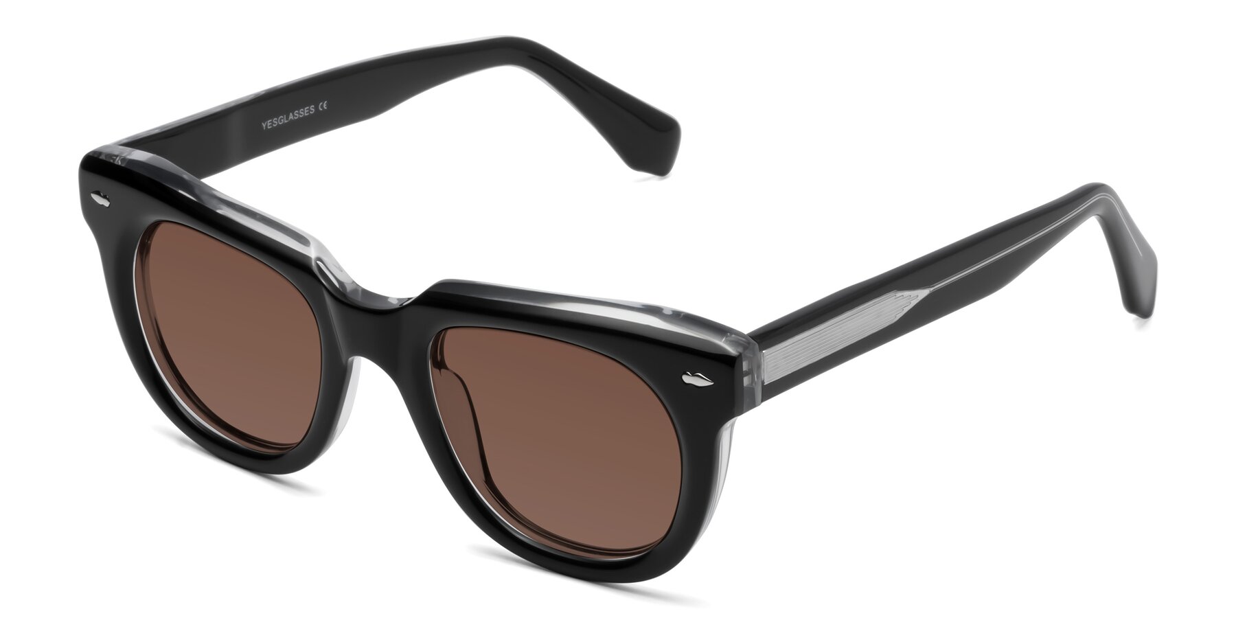 Angle of Davis in Black-Clear with Brown Tinted Lenses