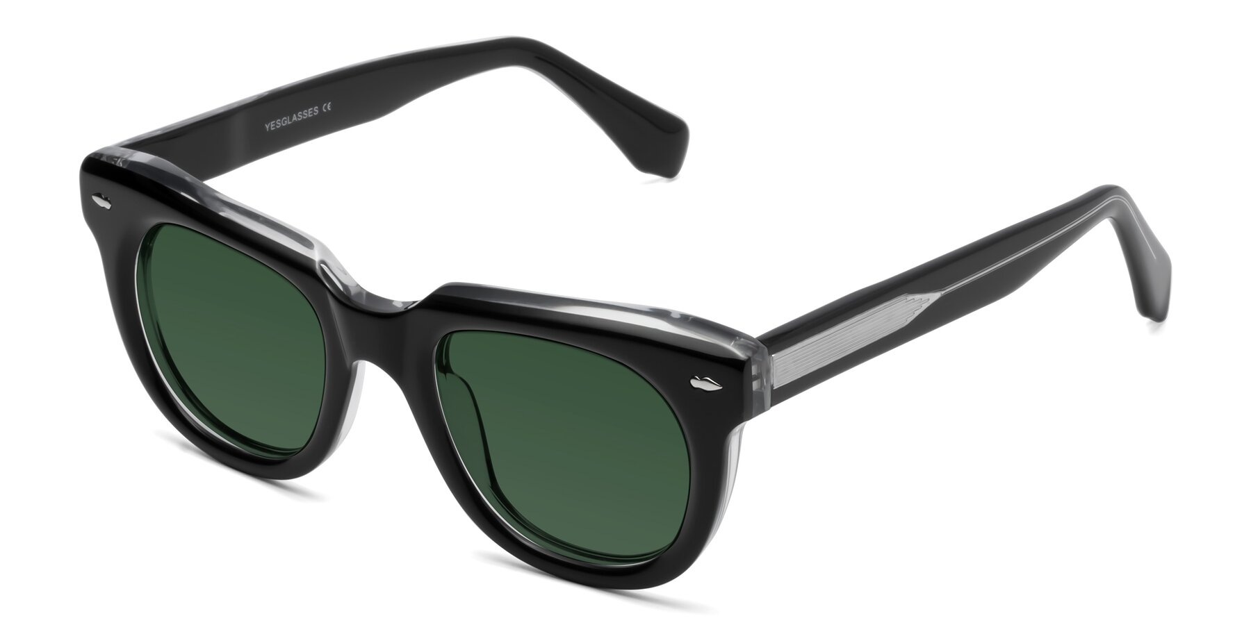 Angle of Davis in Black-Clear with Green Tinted Lenses