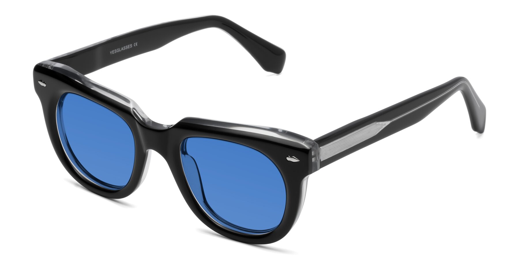 Angle of Davis in Black-Clear with Blue Tinted Lenses