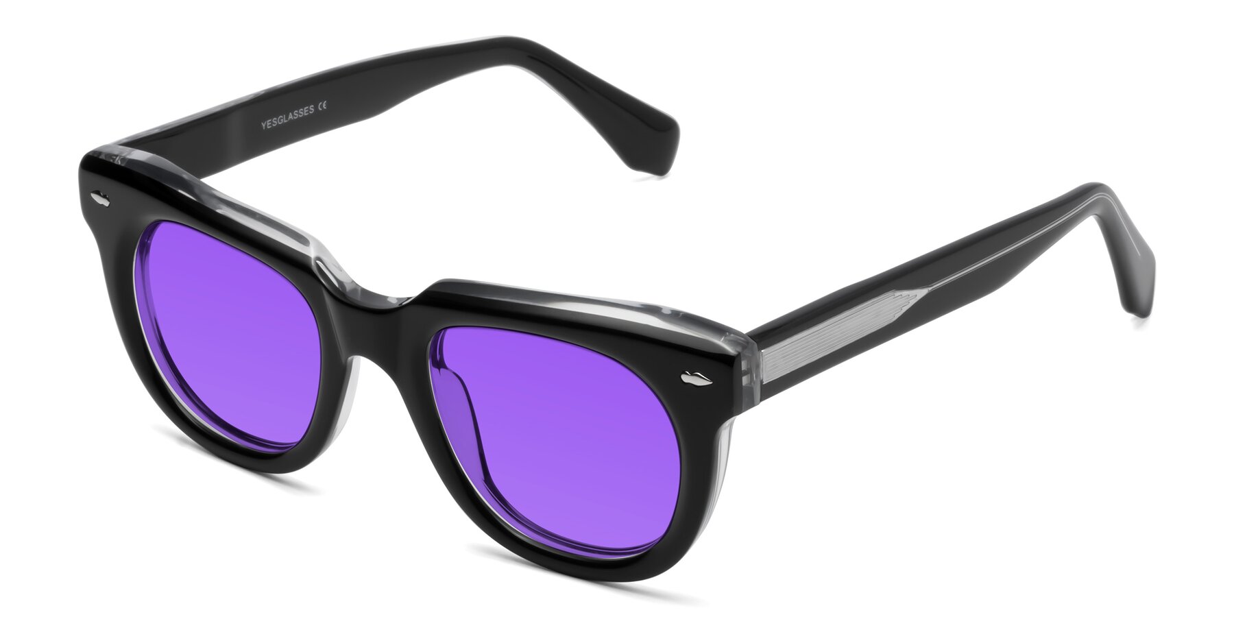 Angle of Davis in Black-Clear with Purple Tinted Lenses