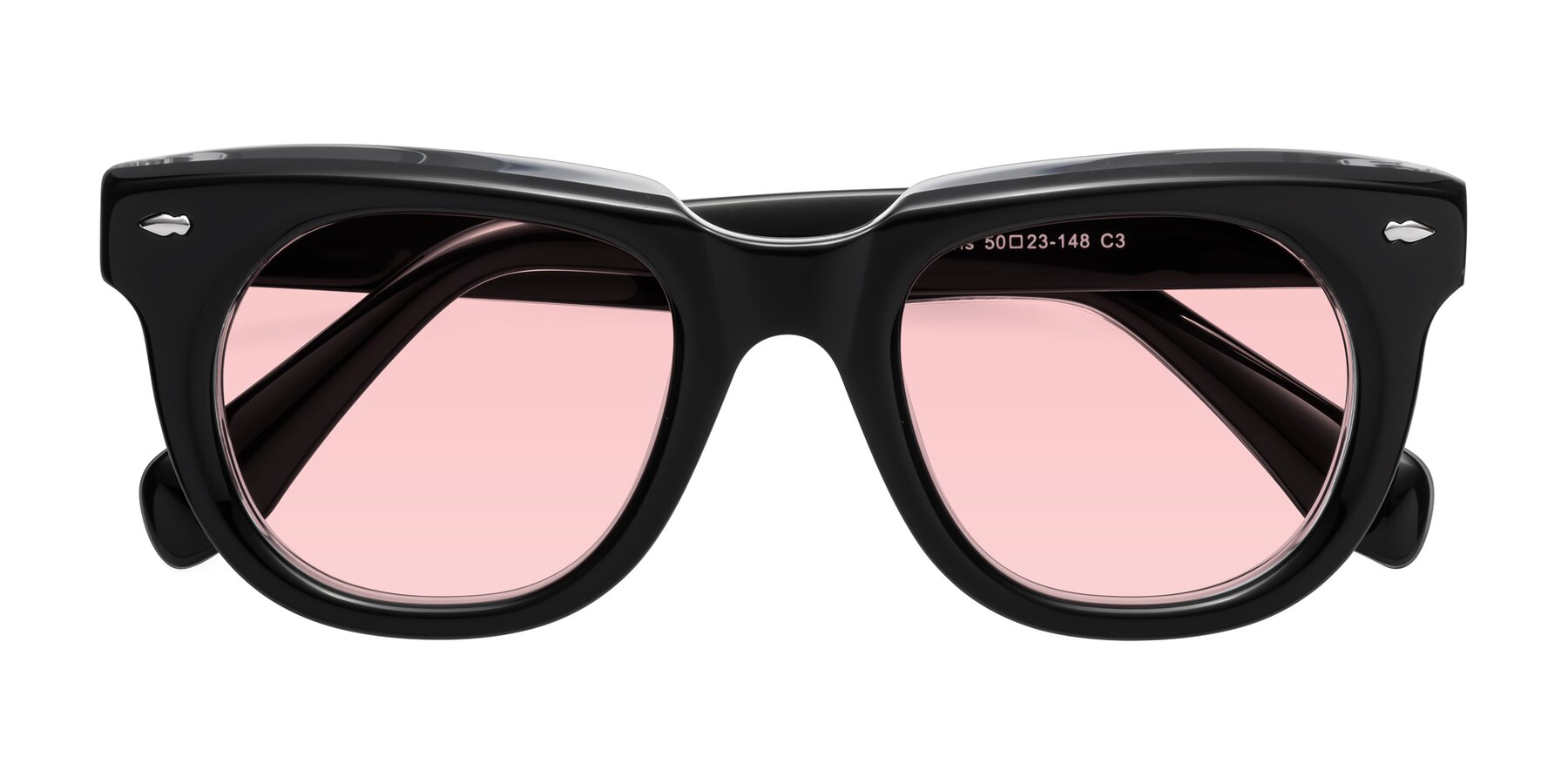 Folded Front of Davis in Black-Clear with Light Garnet Tinted Lenses