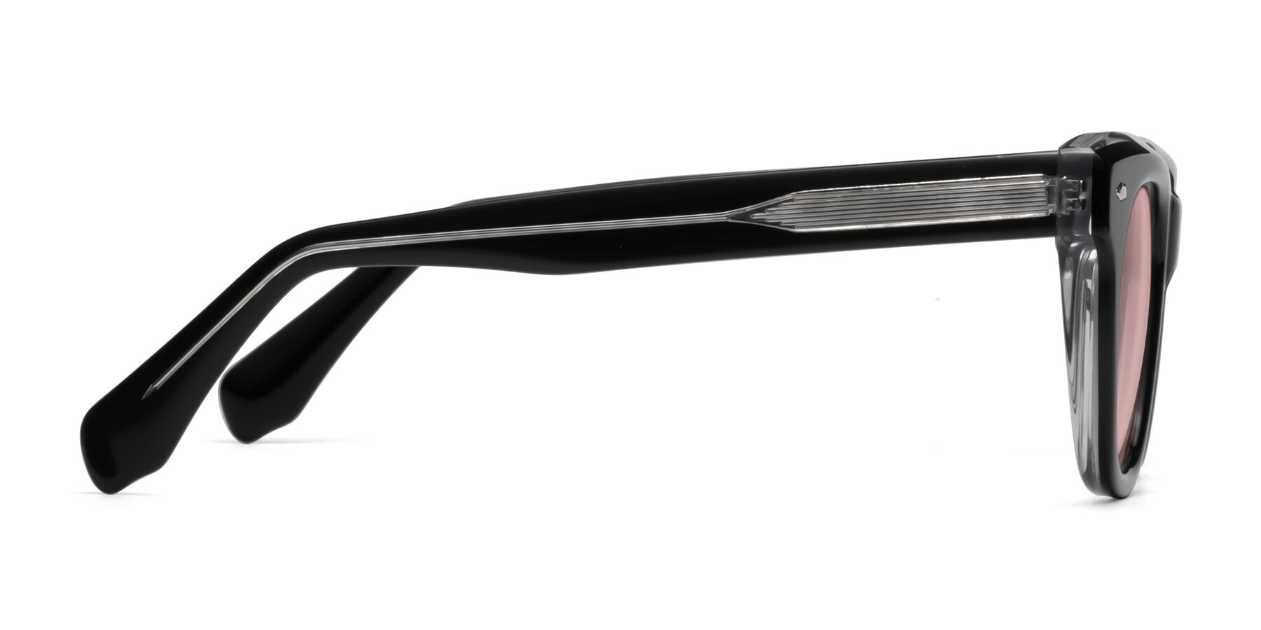 Side of Davis in Black-Clear with Light Garnet Tinted Lenses